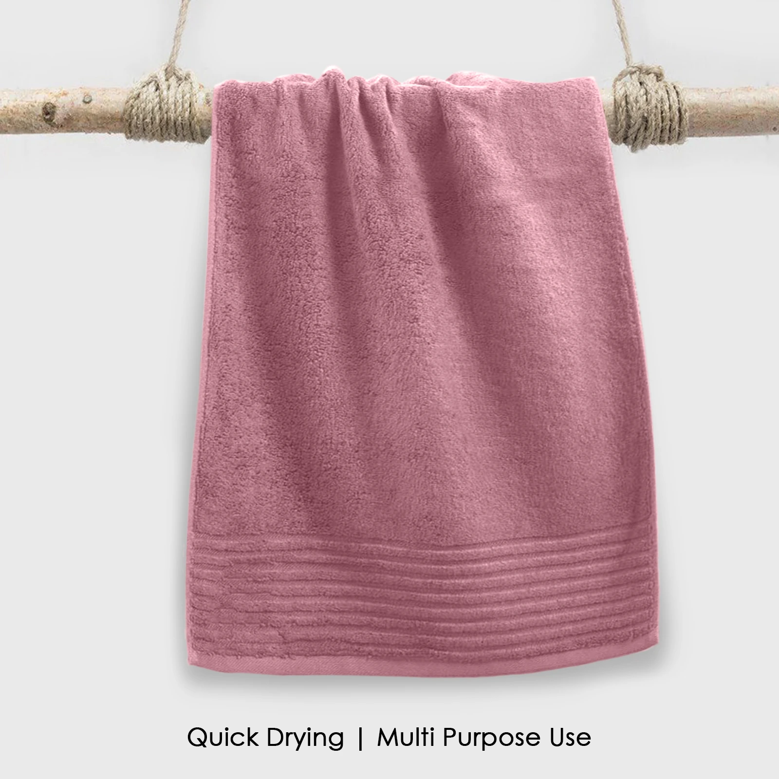 HOUSSE Natura Luxury Bamboo Bath Towel 600 GSM – Zero Twist Terry, Extra Large 70×140 cm, Soft, Absorbent & Eco-Friendly Hotel Spa Towel for Men/Women-Dusty Rose