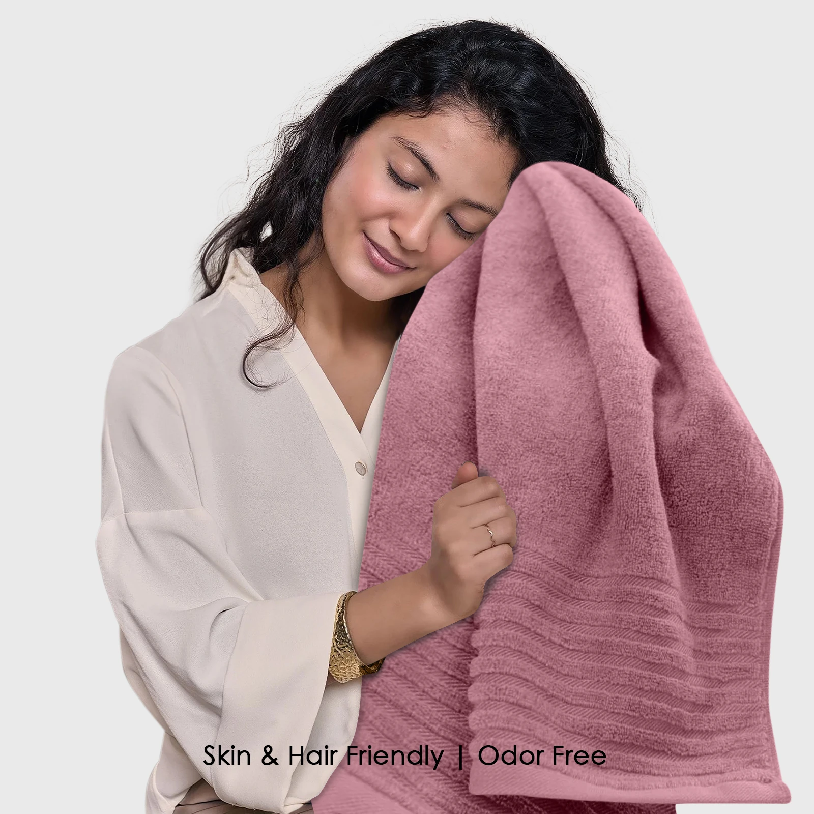 HOUSSE Natura Luxury Bamboo Bath Towel 600 GSM – Zero Twist Terry, Extra Large 70×140 cm, Soft, Absorbent & Eco-Friendly Hotel Spa Towel for Men/Women-Dusty Rose