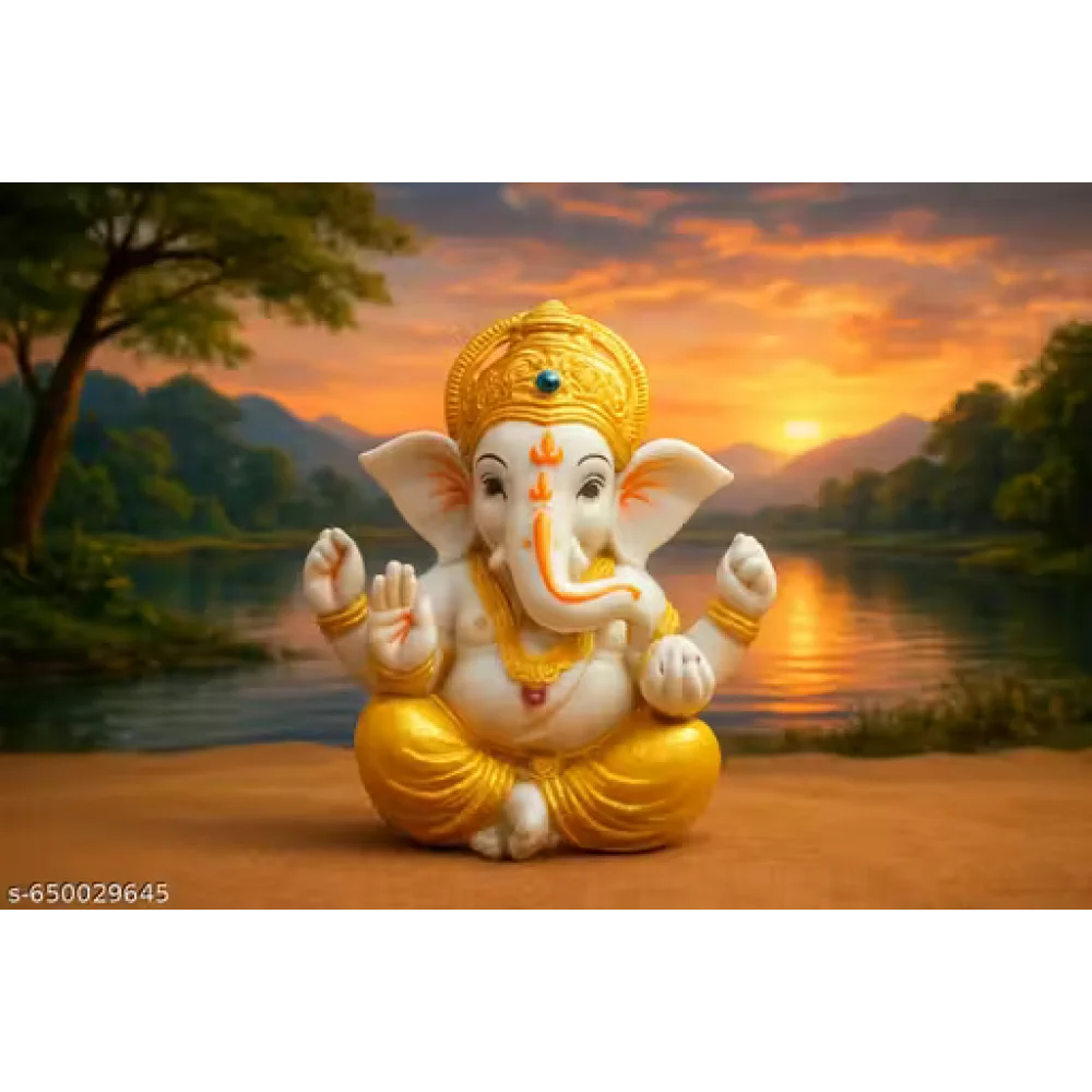 Handcrafted Ganeshji Idol with Pagri – Decorative Lord Ganesha Statue for Home & Pooja