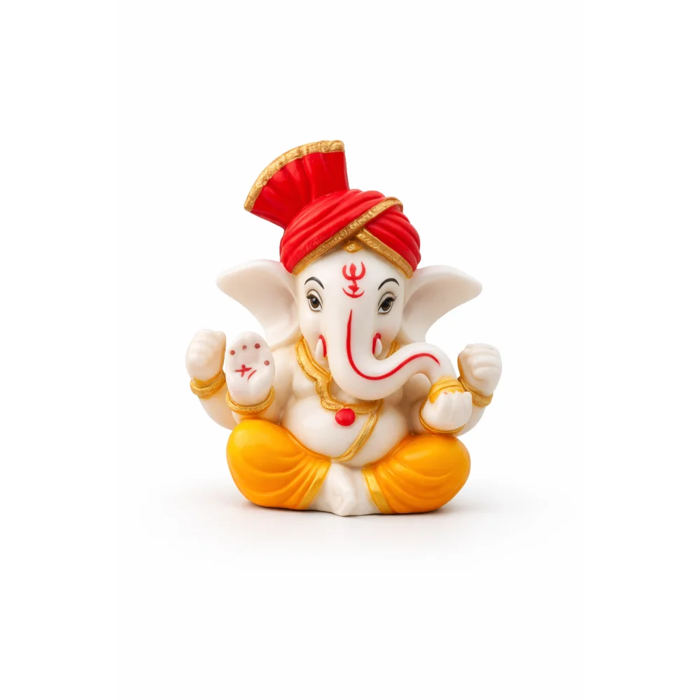 Handcrafted Ganeshji Idol with Pagri – Decorative Lord Ganesha Statue for Home & Pooja
