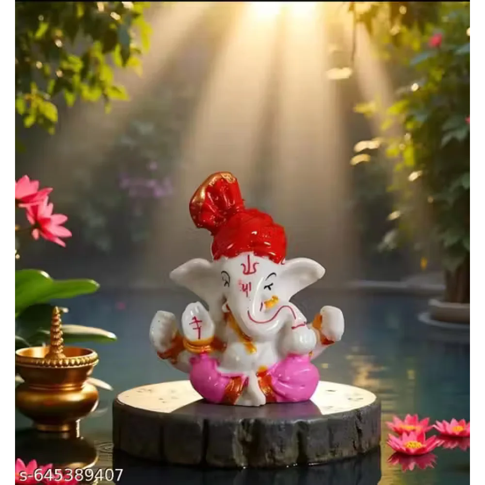 Handcrafted Ganeshji Idol with Pagri – Decorative Lord Ganesha Statue for Home & Pooja