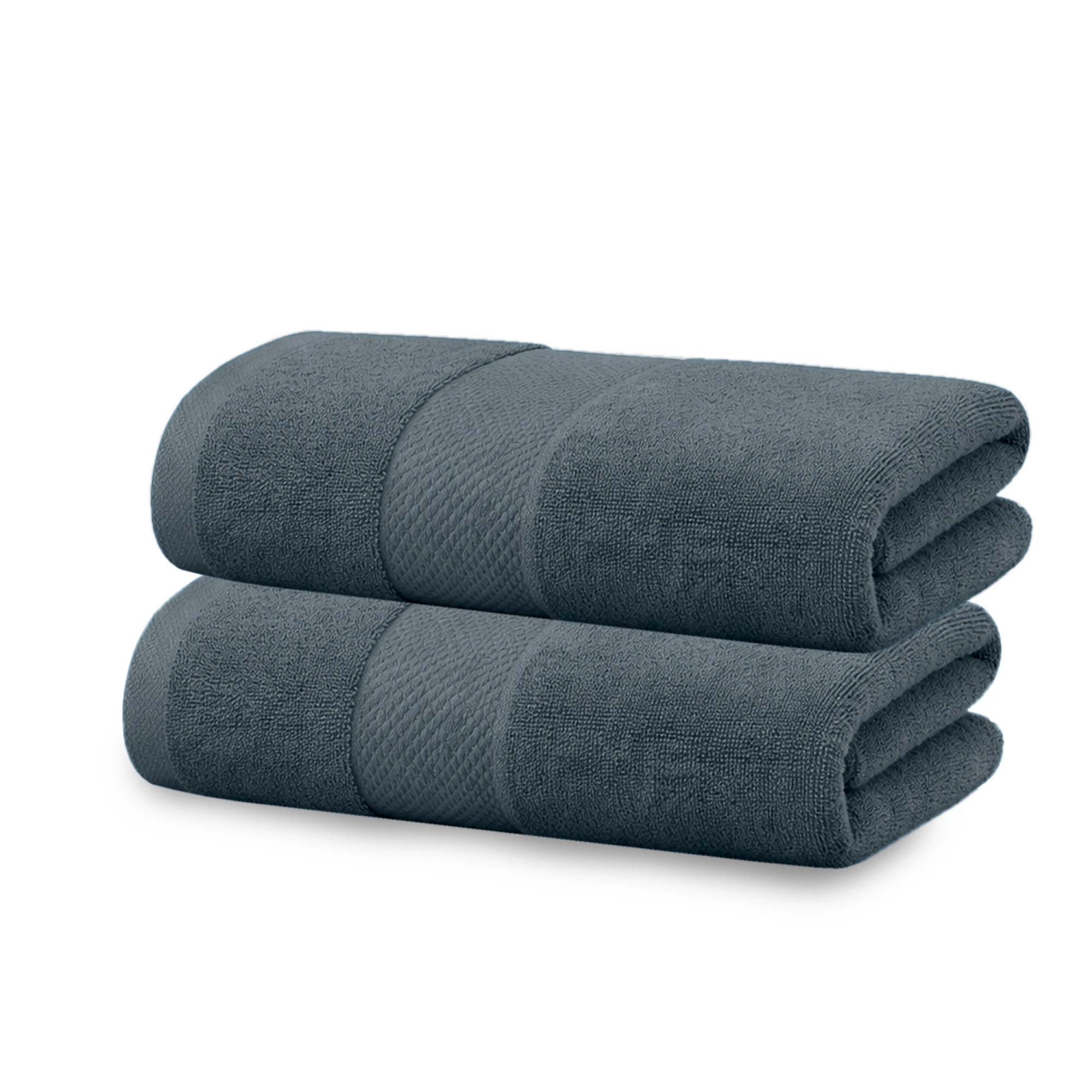 HOUSSE Cotton Bath Towels |Large Size (75 cms x 150 cms) - Quick Absorption &Faster Drying Bath Towel | 450 GSM | 2 Piece Set Bath Towel for Men/Women | Urban Comfort- Midnight Steel