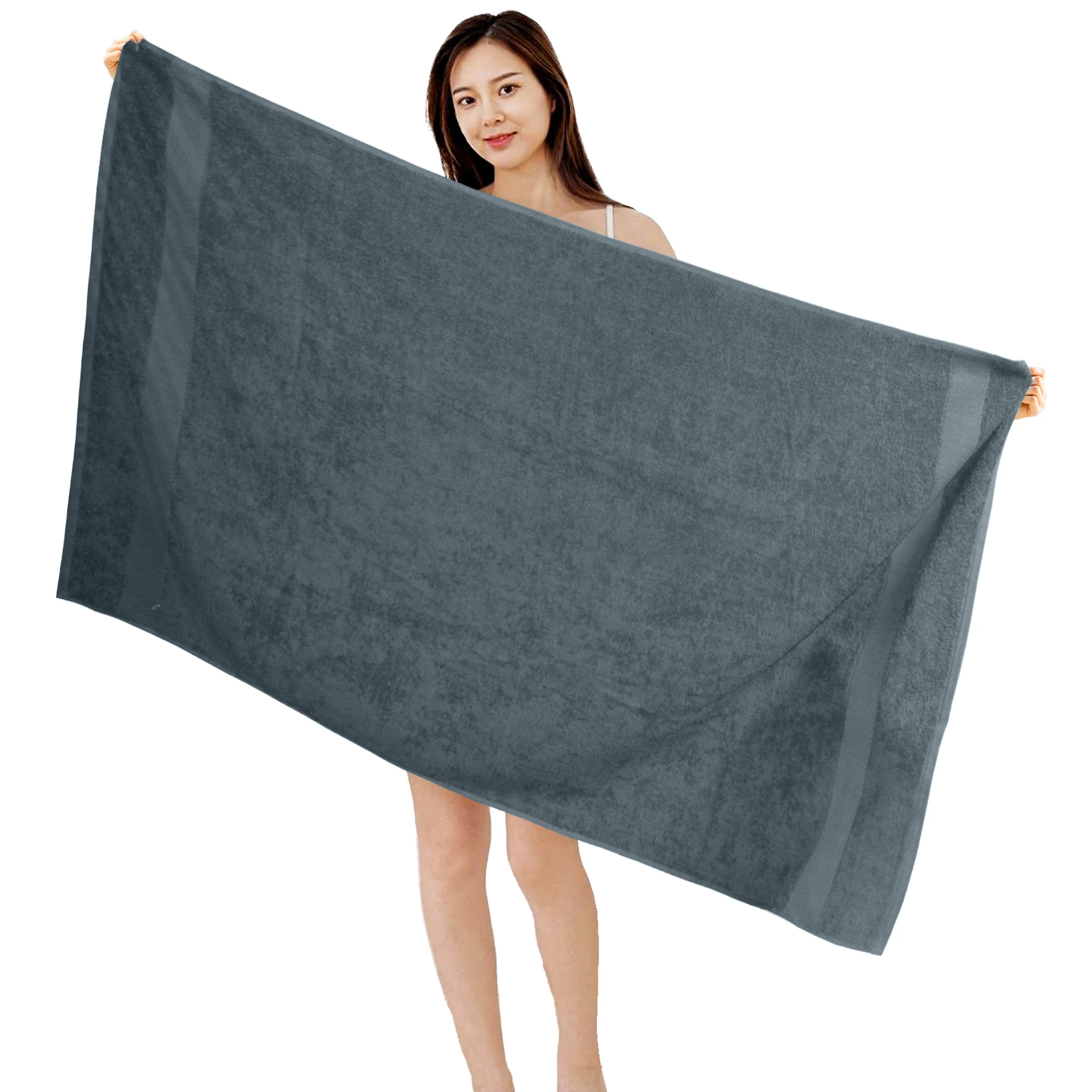 HOUSSE Cotton Bath Towels |Large Size (75 cms x 150 cms) - Quick Absorption &Faster Drying Bath Towel | 450 GSM | 2 Piece Set Bath Towel for Men/Women | Urban Comfort- Midnight Steel
