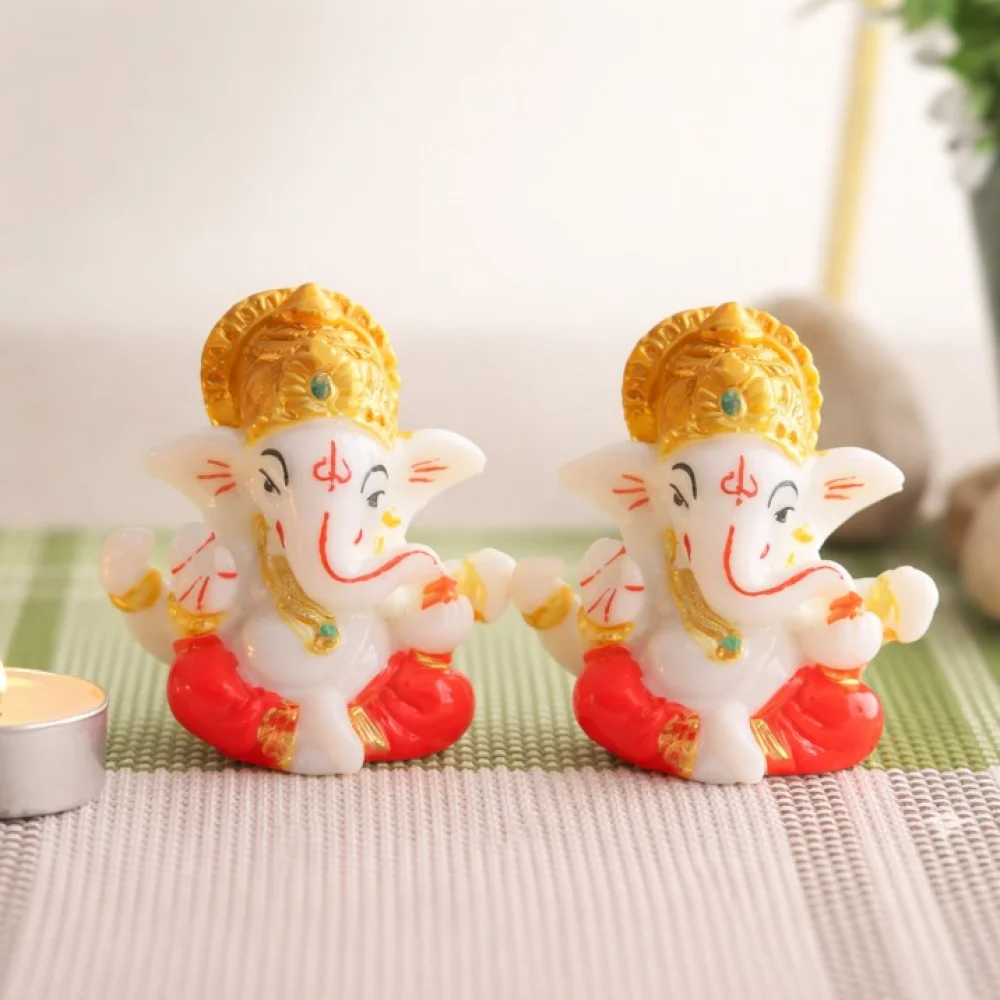 Handcrafted Ganeshji Idol with Traditional Pagri – Decorative Lord Ganesha Statue (BUY 1 GET 1 FREE)