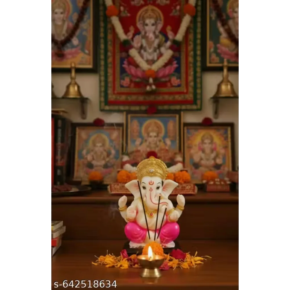 Handcrafted Ganeshji Idol with Traditional Pagri – Decorative Lord Ganesha Statue (BUY 1 GET 1 FREE)