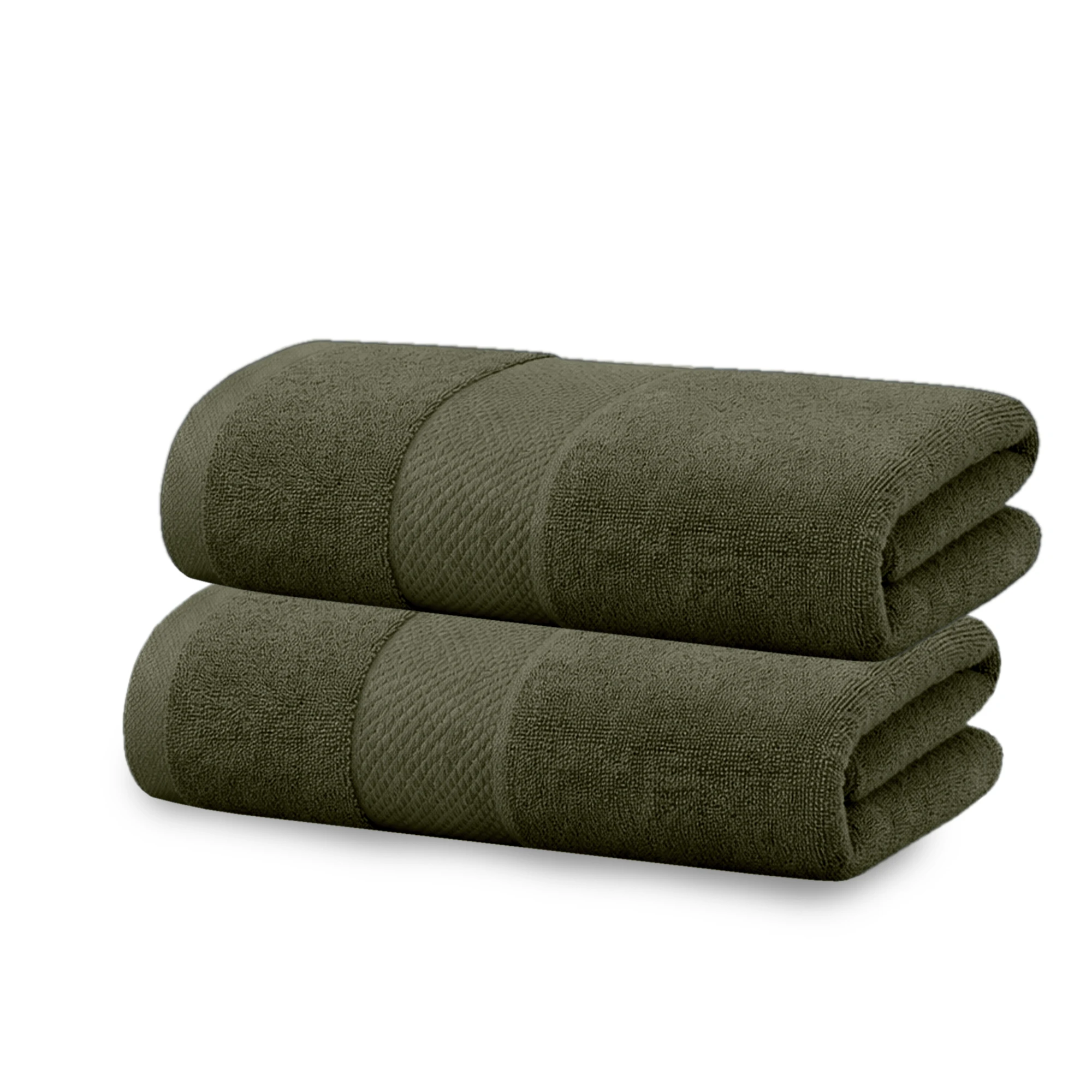HOUSSE Cotton Bath Towels |Large Size (75 cms x 150 cms) - Quick Absorption &Faster Drying Bath Towel | 450 GSM | 2 Piece Set Bath Towel for Men/Women | Urban Comfort- Sage Green