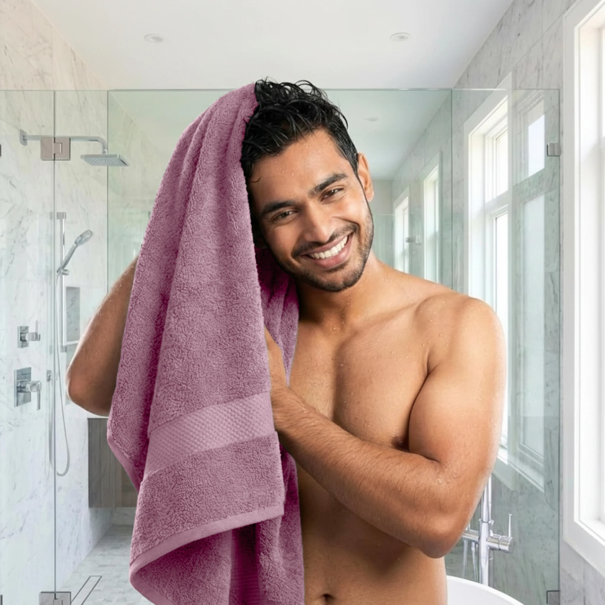 HOUSSE Cotton Bath Towels |Large Size (75 cms x 150 cms) - Quick Absorption &Faster Drying Bath Towel | 450 GSM | 2 Piece Set Bath Towel for Men/Women.