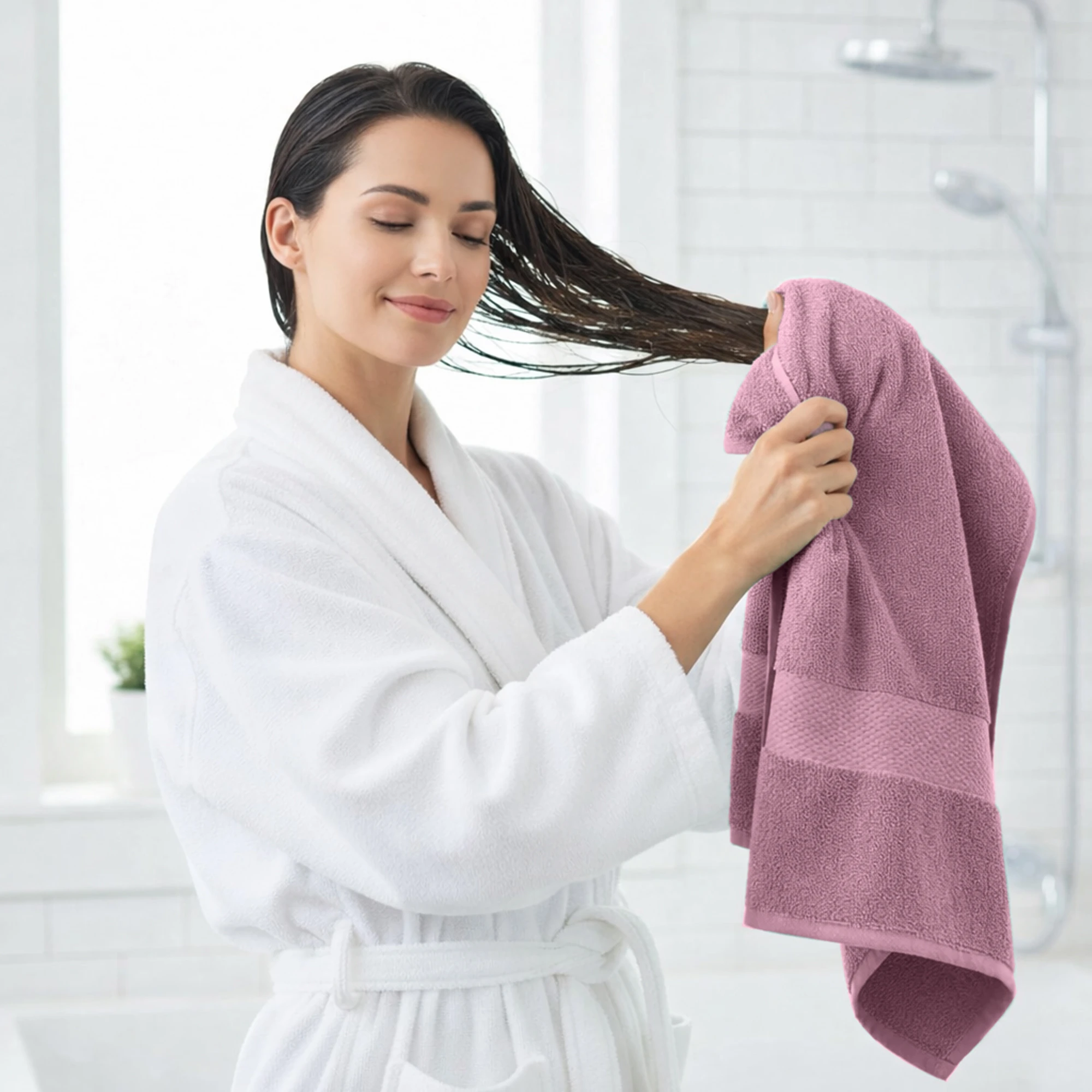 HOUSSE Cotton Bath Towels |Large Size (75 cms x 150 cms) - Quick Absorption &Faster Drying Bath Towel | 450 GSM | 2 Piece Set Bath Towel for Men/Women.