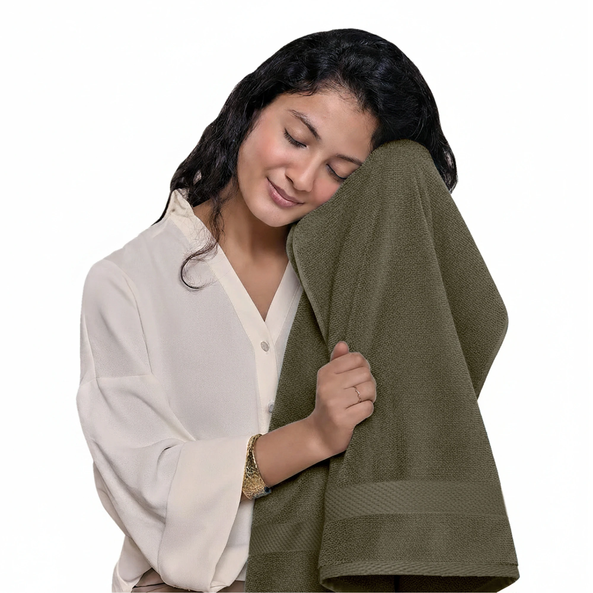 HOUSSE Alvora Cotton Bath Towels |Large Size (75 cms x 150 cms) - Quick Absorption &Faster Drying Bath Towel | 450 GSM | 1 Piece Set Bath Towel for Men/Women-Woodland Green