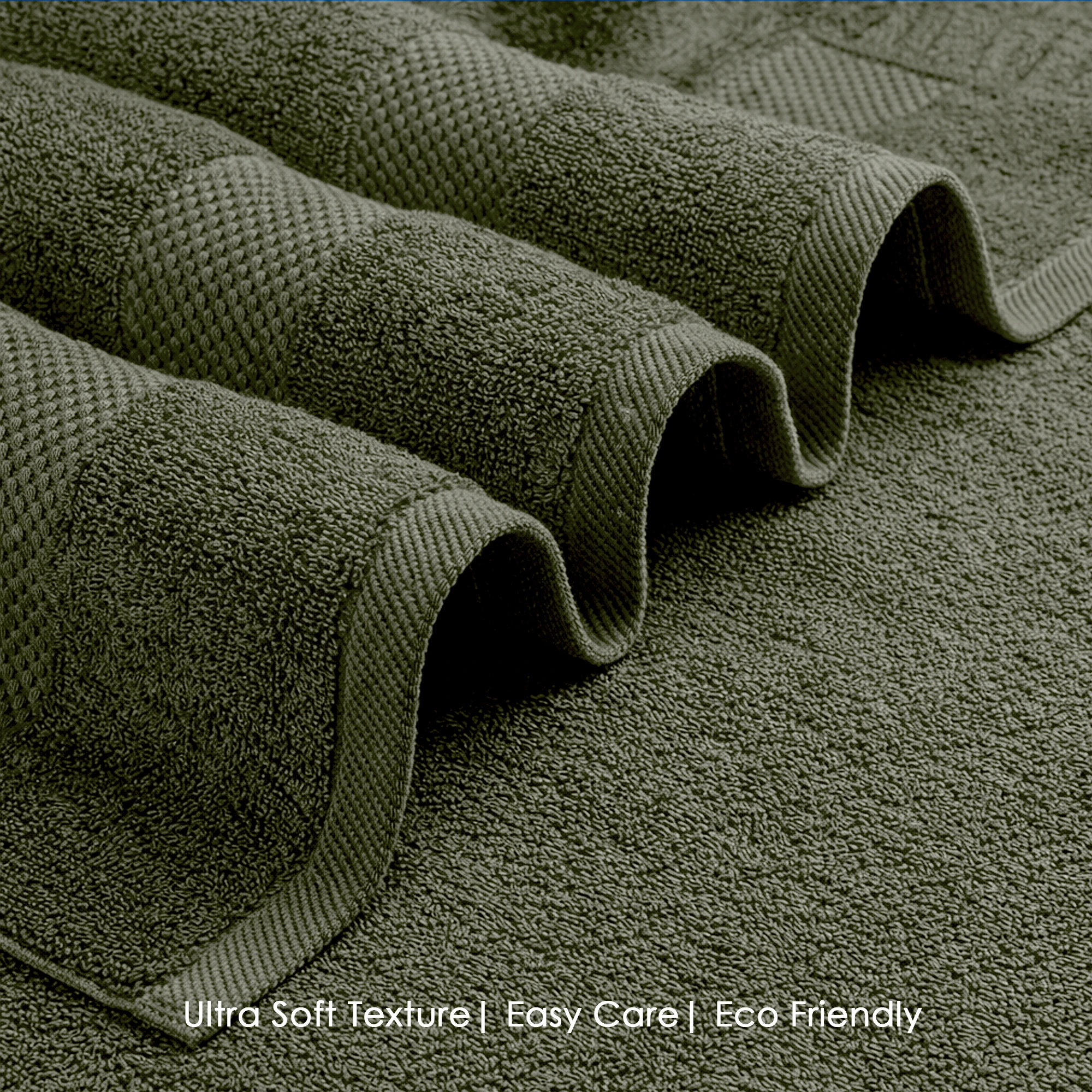 HOUSSE Alvora Cotton Bath Towels |Large Size (75 cms x 150 cms) - Quick Absorption &Faster Drying Bath Towel | 450 GSM | 1 Piece Set Bath Towel for Men/Women-Woodland Green