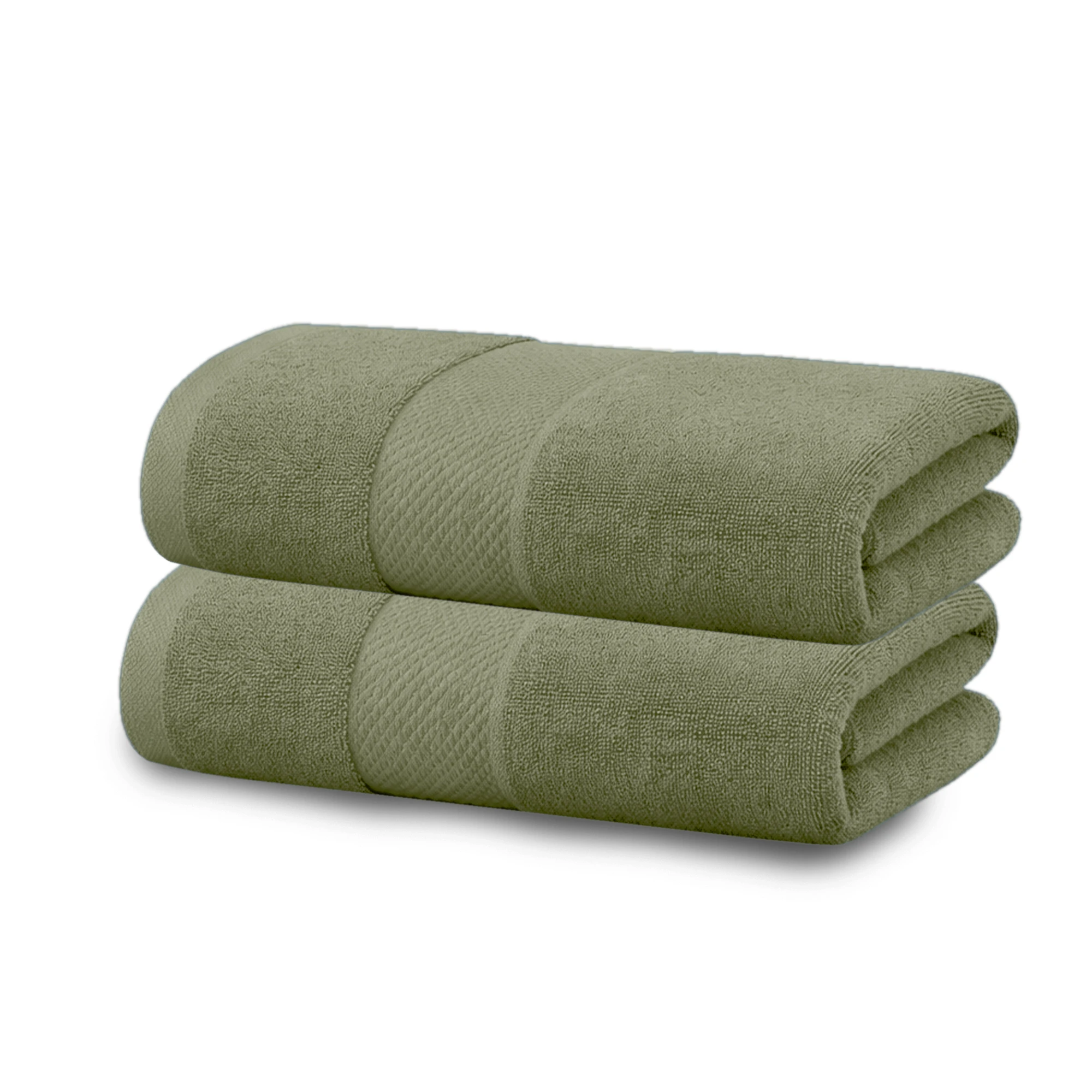 HOUSSE Cotton Bath Towels |Large Size (75 cms x 150 cms) - Quick Absorption &Faster Drying Bath Towel | 450 GSM | 2 Piece Set Bath Towel for Men/Women | Urban Comfort- Moss Green