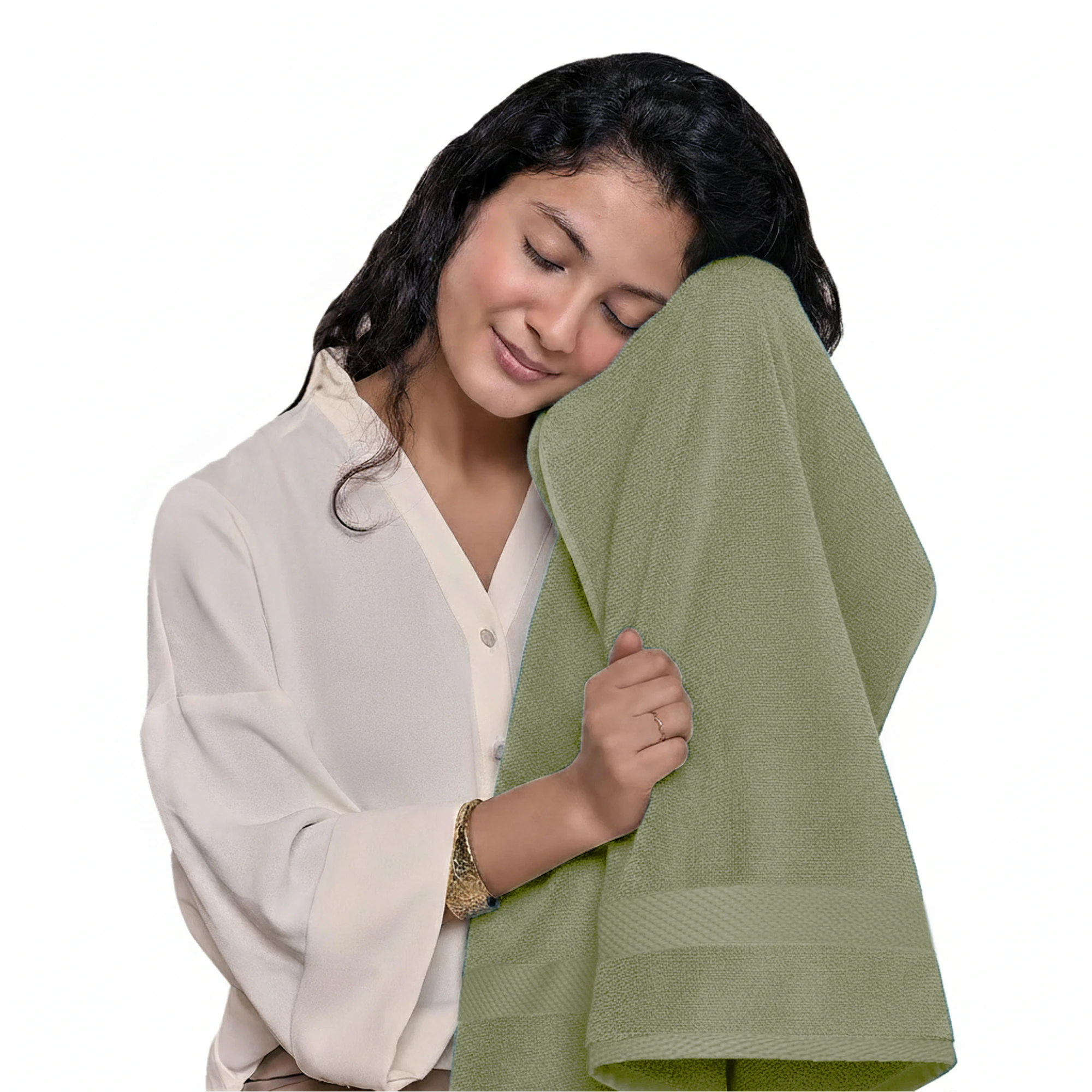 HOUSSE Cotton Bath Towels |Large Size (75 cms x 150 cms) - Quick Absorption &Faster Drying Bath Towel | 450 GSM | 2 Piece Set Bath Towel for Men/Women | Urban Comfort- Moss Green