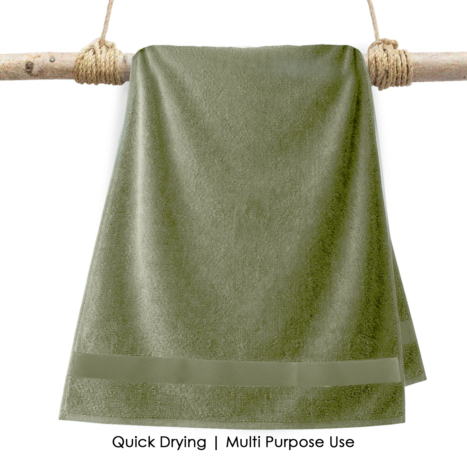 HOUSSE Cotton Bath Towels |Large Size (75 cms x 150 cms) - Quick Absorption &Faster Drying Bath Towel | 450 GSM | 2 Piece Set Bath Towel for Men/Women | Urban Comfort- Moss Green
