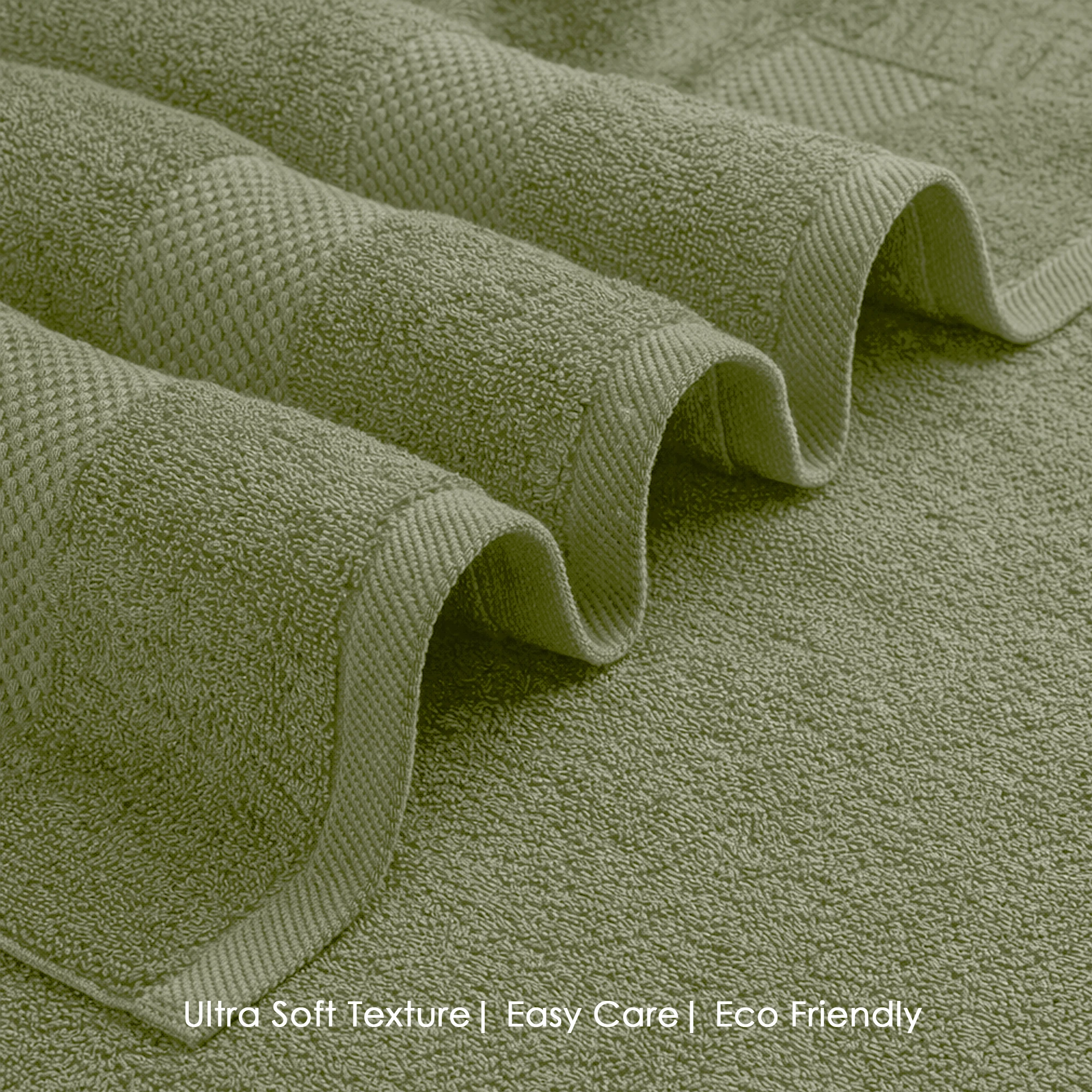 HOUSSE Cotton Bath Towels |Large Size (75 cms x 150 cms) - Quick Absorption &Faster Drying Bath Towel | 450 GSM | 2 Piece Set Bath Towel for Men/Women | Urban Comfort- Moss Green