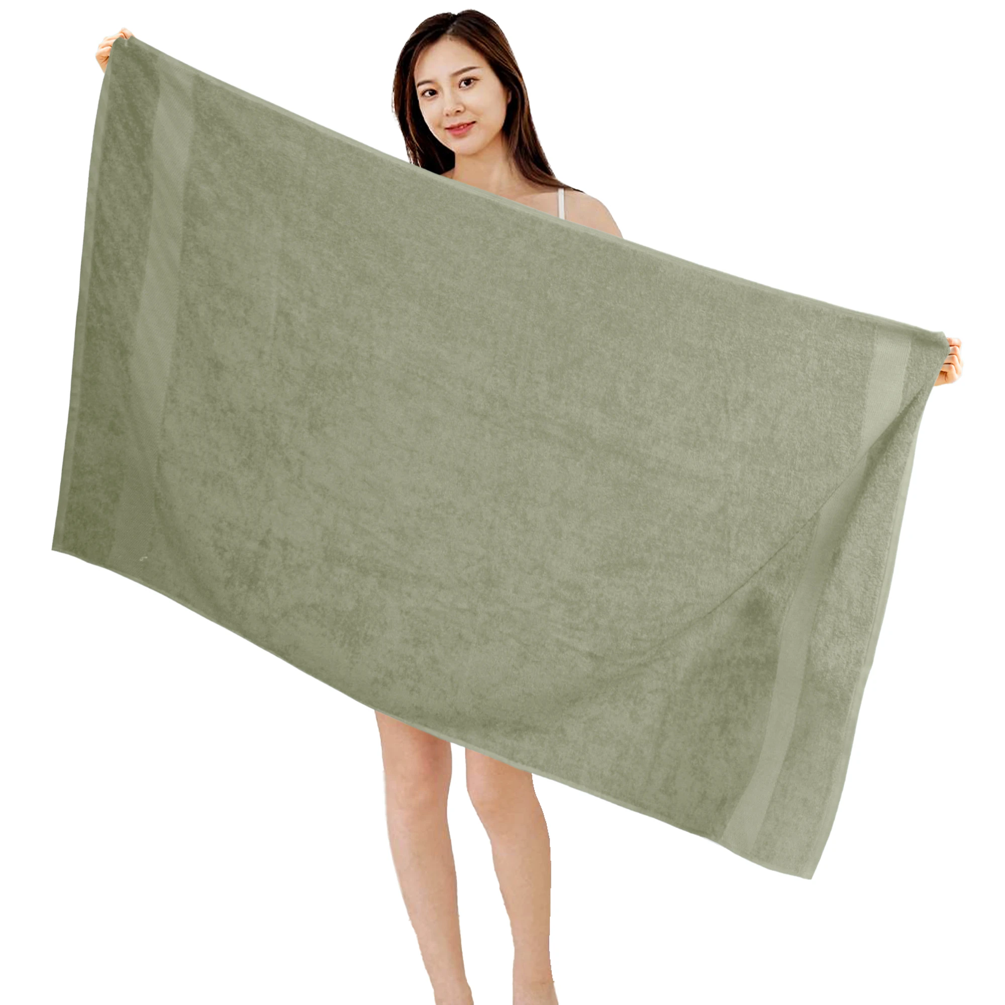 HOUSSE Alvora Cotton Bath Towels |Large Size (75 cms x 150 cms) - Quick Absorption &Faster Drying Bath Towel | 450 GSM | 1 Piece Set Bath Towel for Men/Women | Urban Comfort- Sage Green