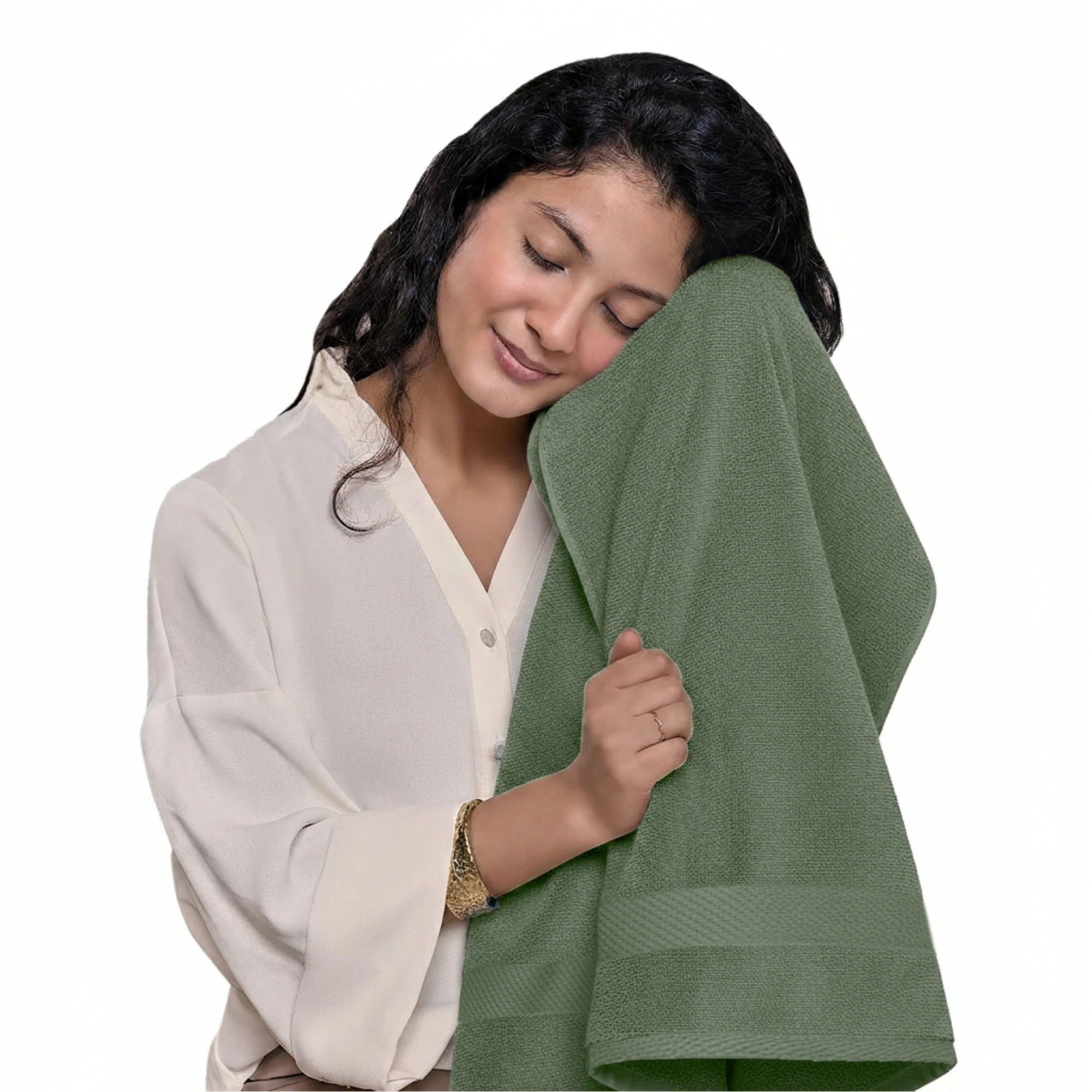 HOUSSE Alvora Cotton Bath Towels |Large Size (75 cms x 150 cms) - Quick Absorption &Faster Drying Bath Towel | 450 GSM | 1 Piece Set Bath Towel for Men/Women | Urban Comfort- Moss Green