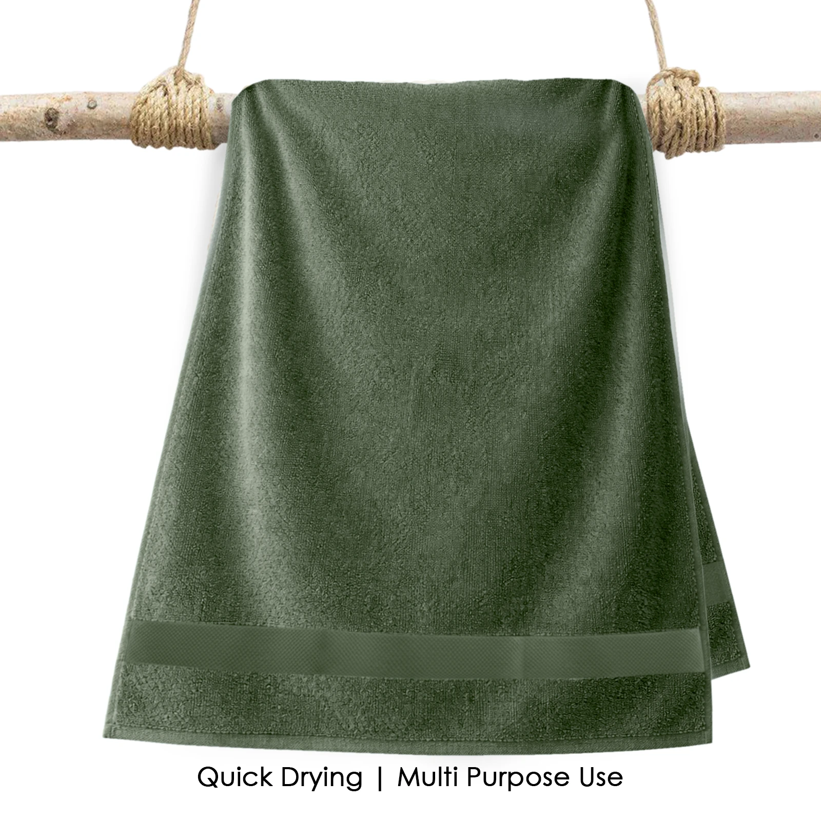 HOUSSE Alvora Cotton Bath Towels |Large Size (75 cms x 150 cms) - Quick Absorption &Faster Drying Bath Towel | 450 GSM | 1 Piece Set Bath Towel for Men/Women | Urban Comfort- Moss Green