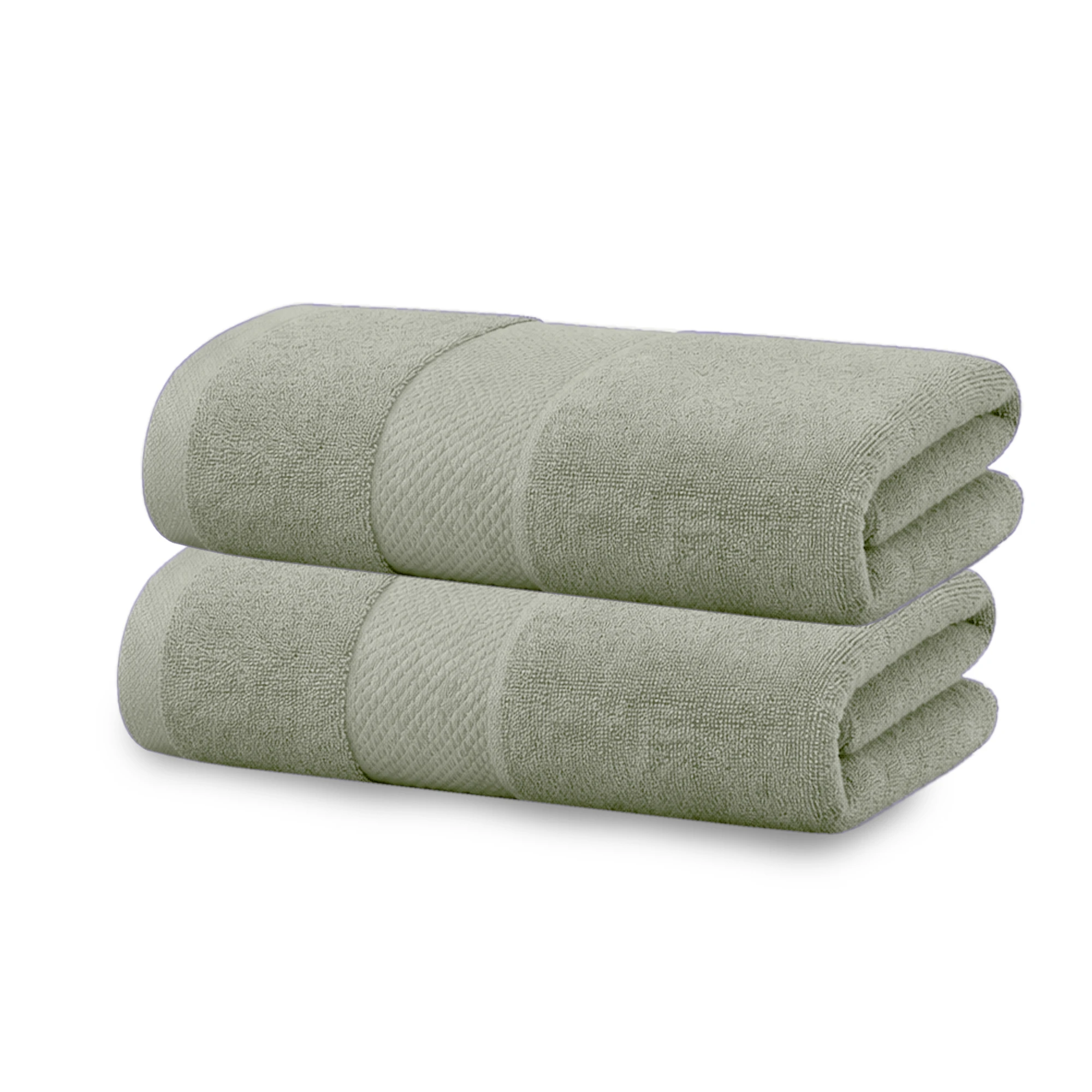 HOUSSE Cotton Bath Towels |Large Size (75 cms x 150 cms) - Quick Absorption &Faster Drying Bath Towel | 450 GSM | 2 Piece Set Bath Towel for Men/Women | Urban Comfort- Mint Sage