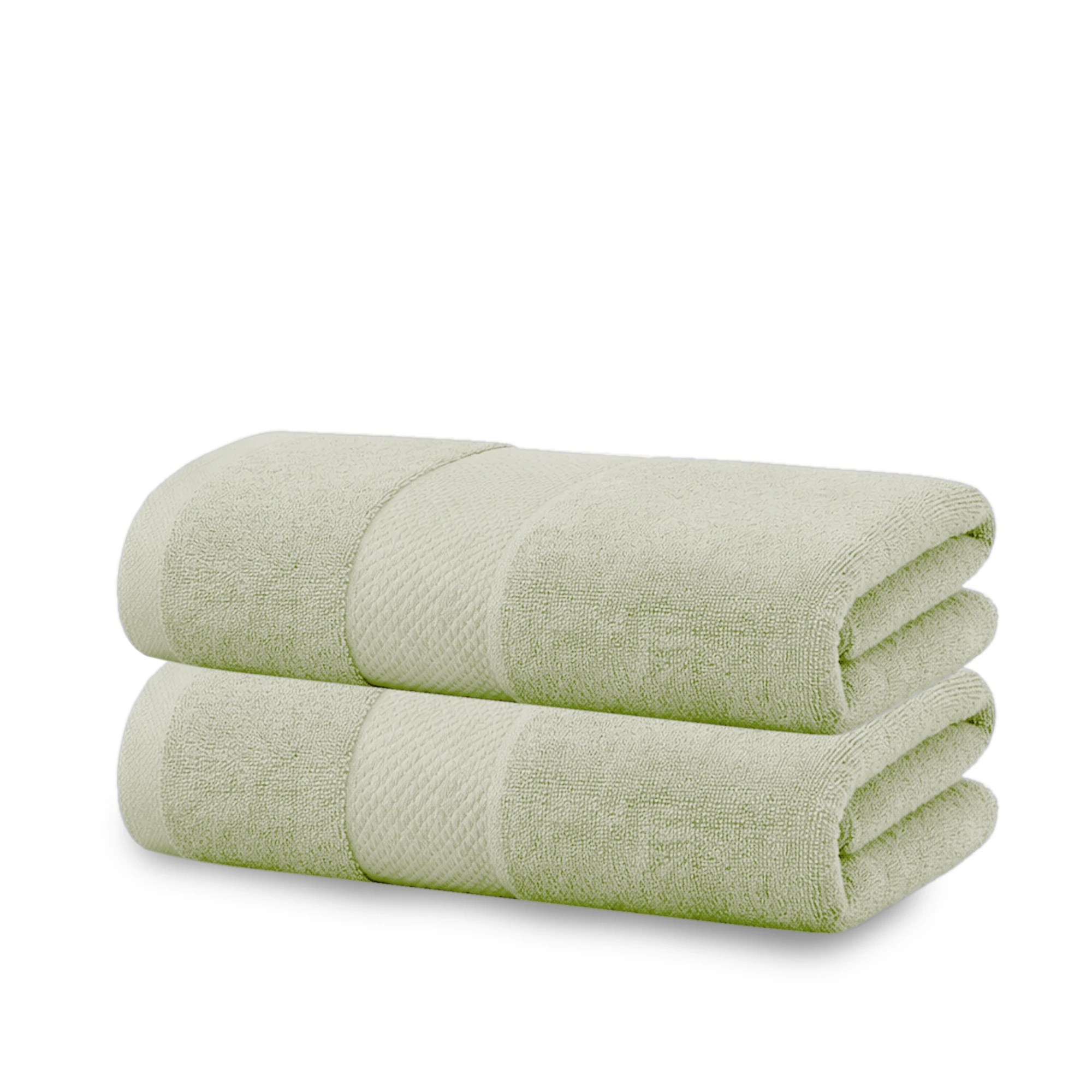 HOUSSE Cotton Bath Towels |Large Size (75 cms x 150 cms) - Quick Absorption &Faster Drying Bath Towel | 450 GSM | 2 Piece Set Bath Towel for Men/Women | Urban Comfort- Lime Frost