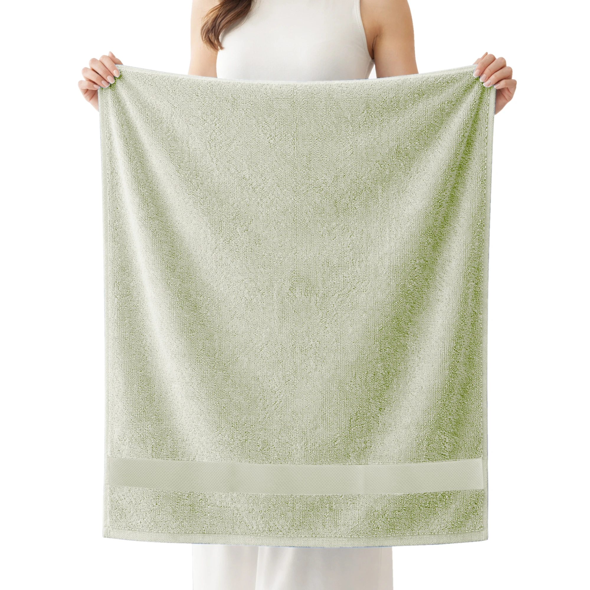 HOUSSE Cotton Bath Towels |Large Size (75 cms x 150 cms) - Quick Absorption &Faster Drying Bath Towel | 450 GSM | 2 Piece Set Bath Towel for Men/Women | Urban Comfort- Lime Frost