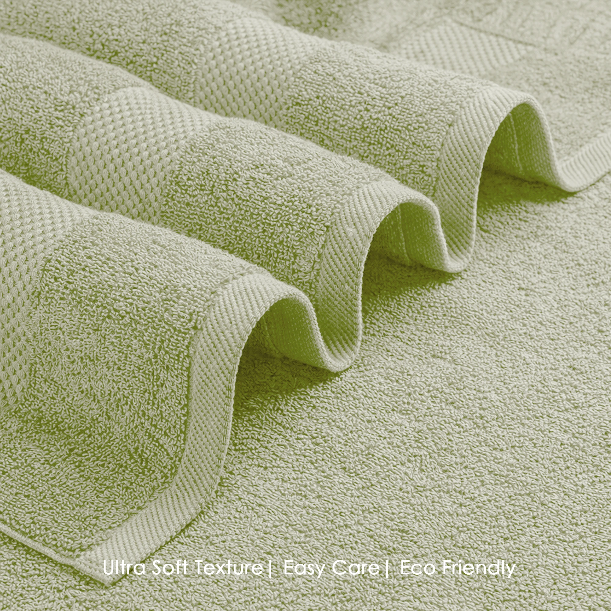 HOUSSE Cotton Bath Towels |Large Size (75 cms x 150 cms) - Quick Absorption &Faster Drying Bath Towel | 450 GSM | 2 Piece Set Bath Towel for Men/Women | Urban Comfort- Lime Frost