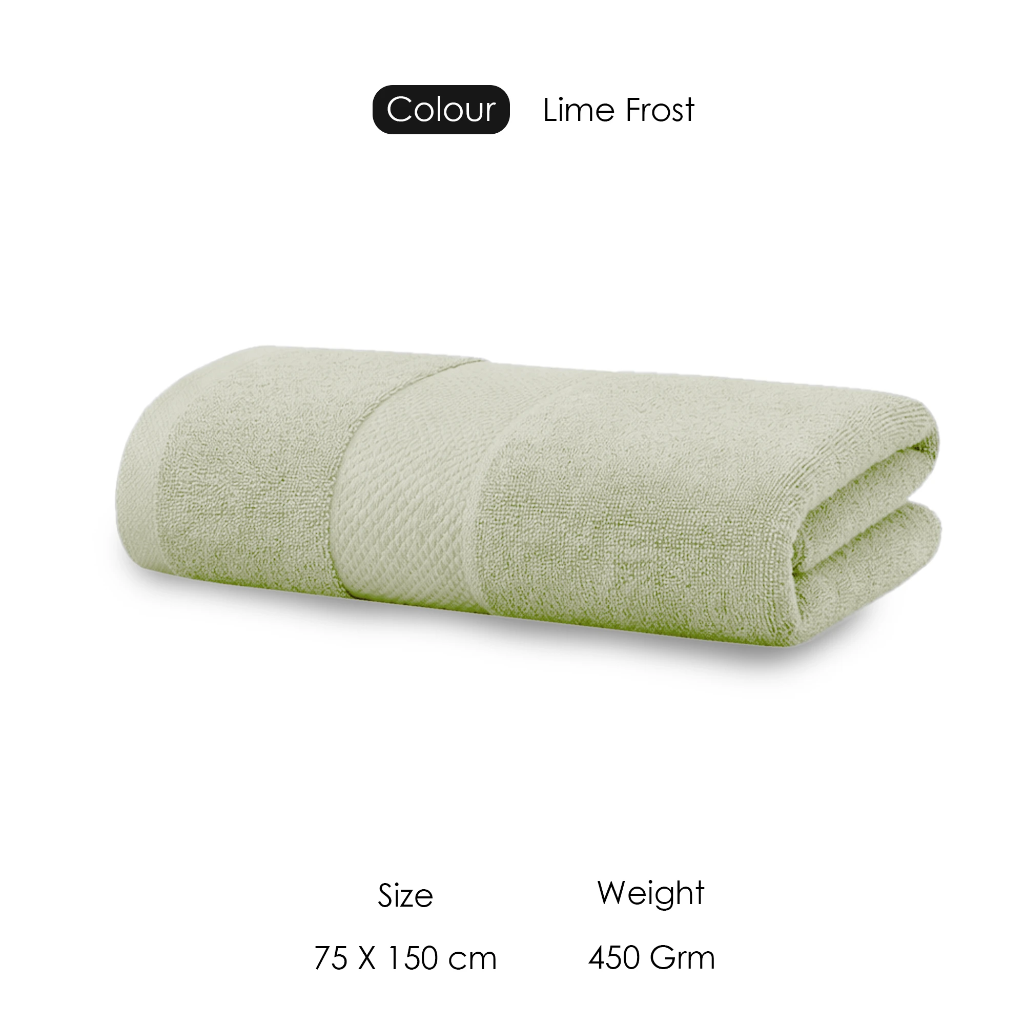 HOUSSE Alvora Cotton Bath Towels |Large Size (75 cms x 150 cms) - Quick Absorption &Faster Drying Bath Towel | 450 GSM | 1 Piece Set Bath Towel for Men/Women | Urban Comfort- Lime Frost