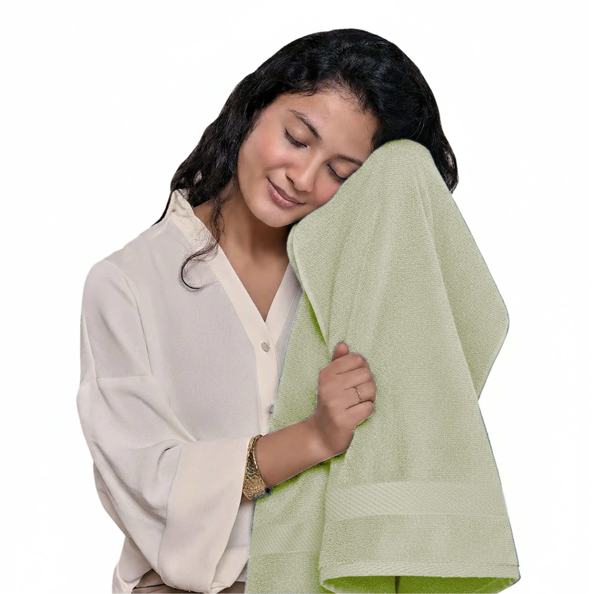 HOUSSE Alvora Cotton Bath Towels |Large Size (75 cms x 150 cms) - Quick Absorption &Faster Drying Bath Towel | 450 GSM | 1 Piece Set Bath Towel for Men/Women | Urban Comfort- Lime Frost