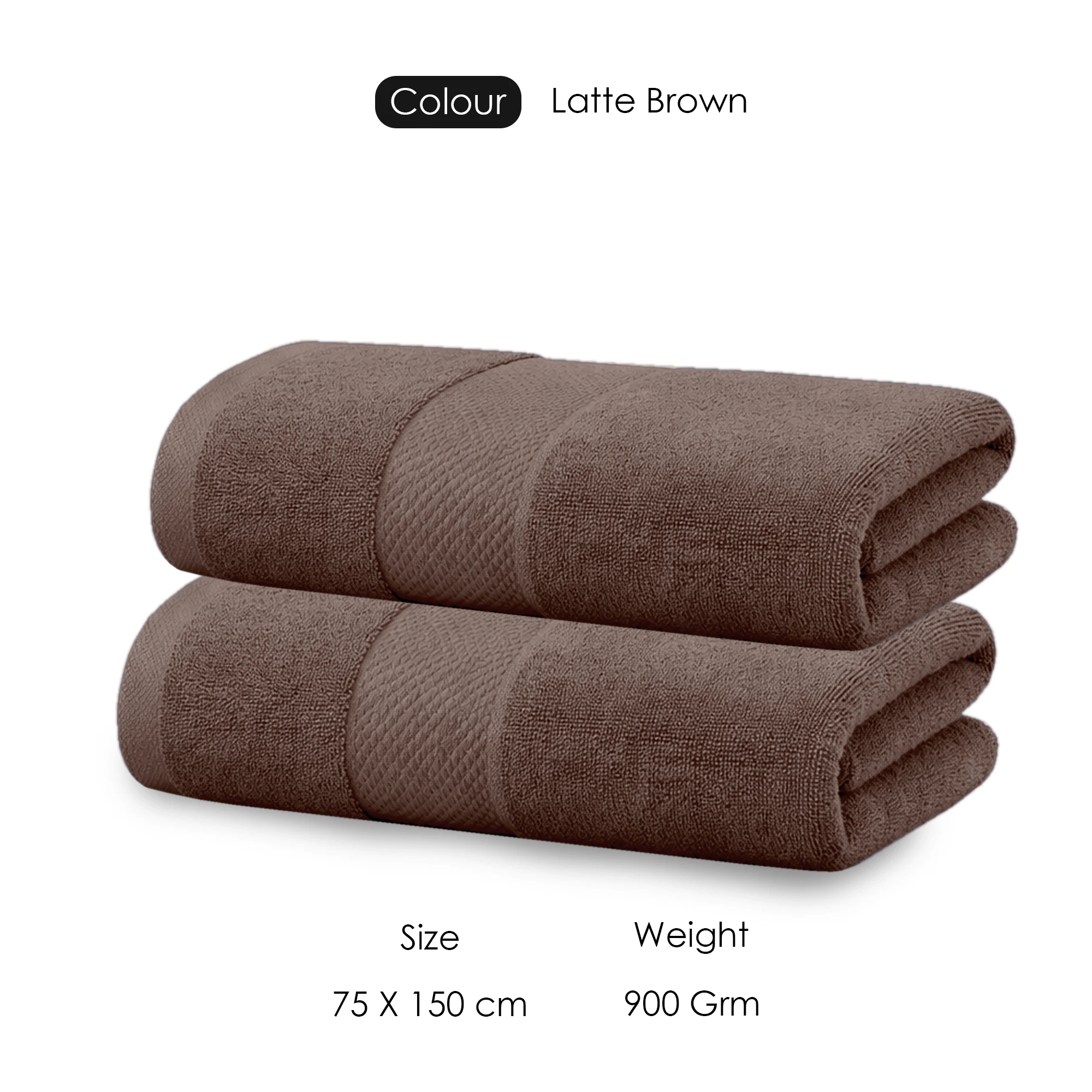 HOUSSE Cotton Bath Towels |Large Size (75 cms x 150 cms) - Quick Absorption &Faster Drying Bath Towel | 450 GSM | 2 Piece Set Bath Towel for Men/Women | Urban Comfort- Latte Brown