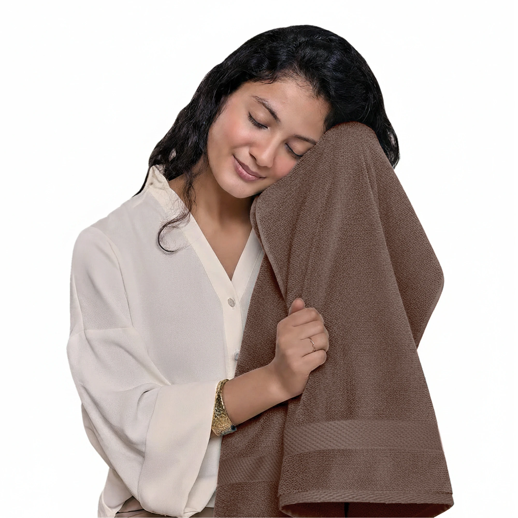 HOUSSE Cotton Bath Towels |Large Size (75 cms x 150 cms) - Quick Absorption &Faster Drying Bath Towel | 450 GSM | 2 Piece Set Bath Towel for Men/Women | Urban Comfort- Latte Brown