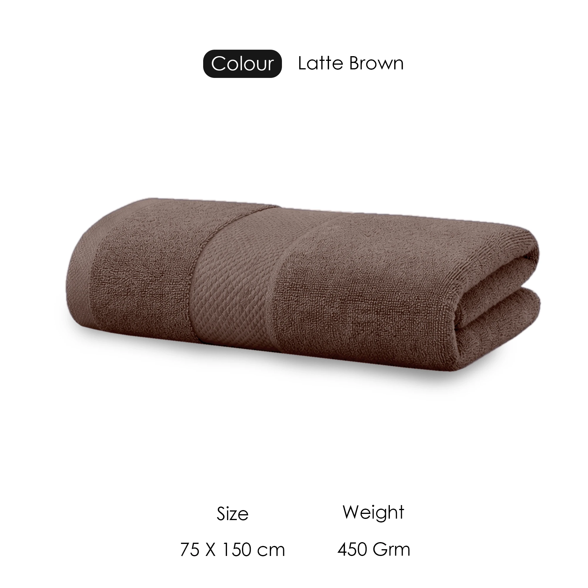 HOUSSE Alvora Cotton Bath Towels |Large Size (75 cms x 150 cms) - Quick Absorption &Faster Drying Bath Towel | 450 GSM | 1 Piece Set Bath Towel for Men/Women | Urban Comfort- Latte Brown