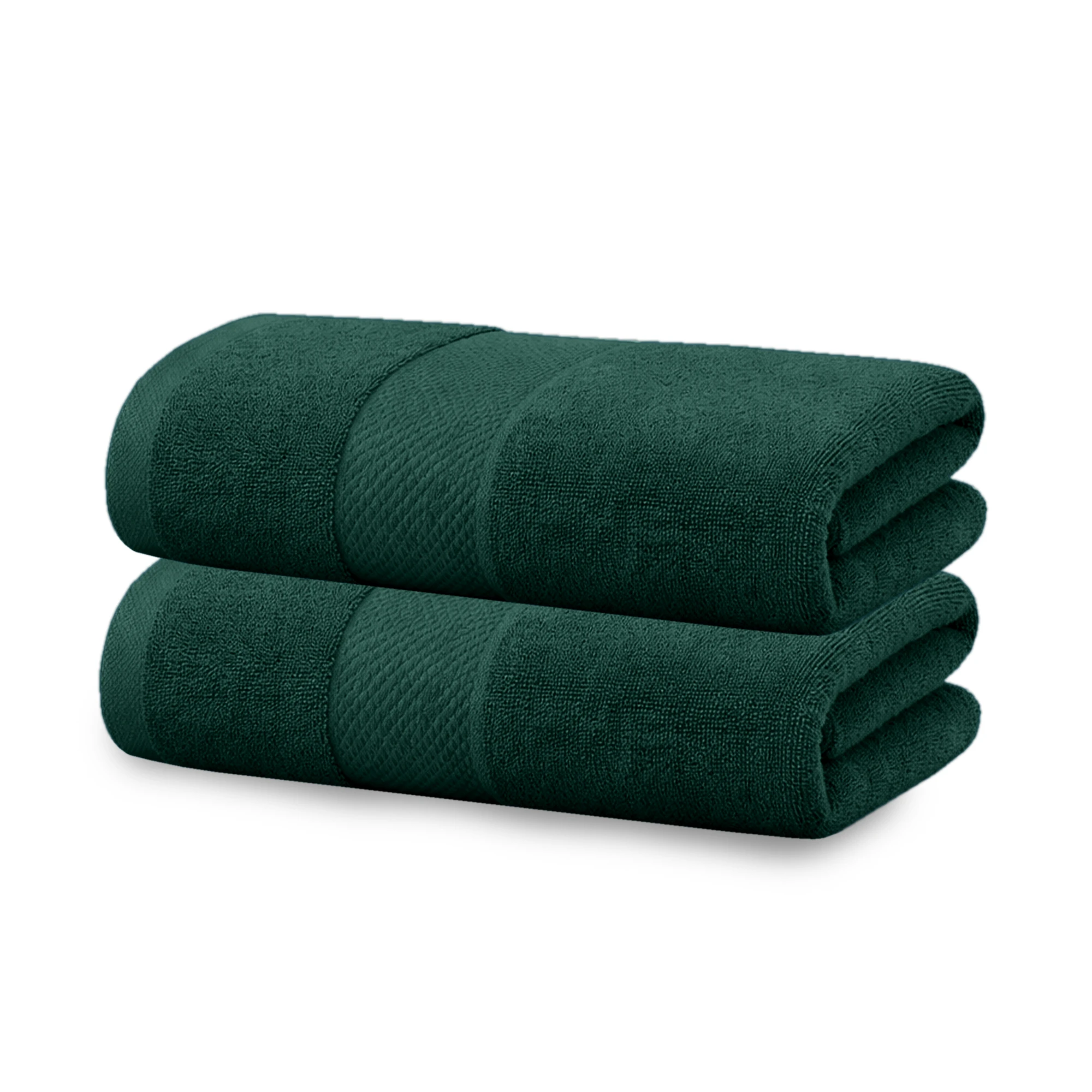 HOUSSE Cotton Bath Towels |Large Size (75 cms x 150 cms) - Quick Absorption &Faster Drying Bath Towel | 450 GSM | 2 Piece Set Bath Towel for Men/Women | Urban Comfort- Evergreen