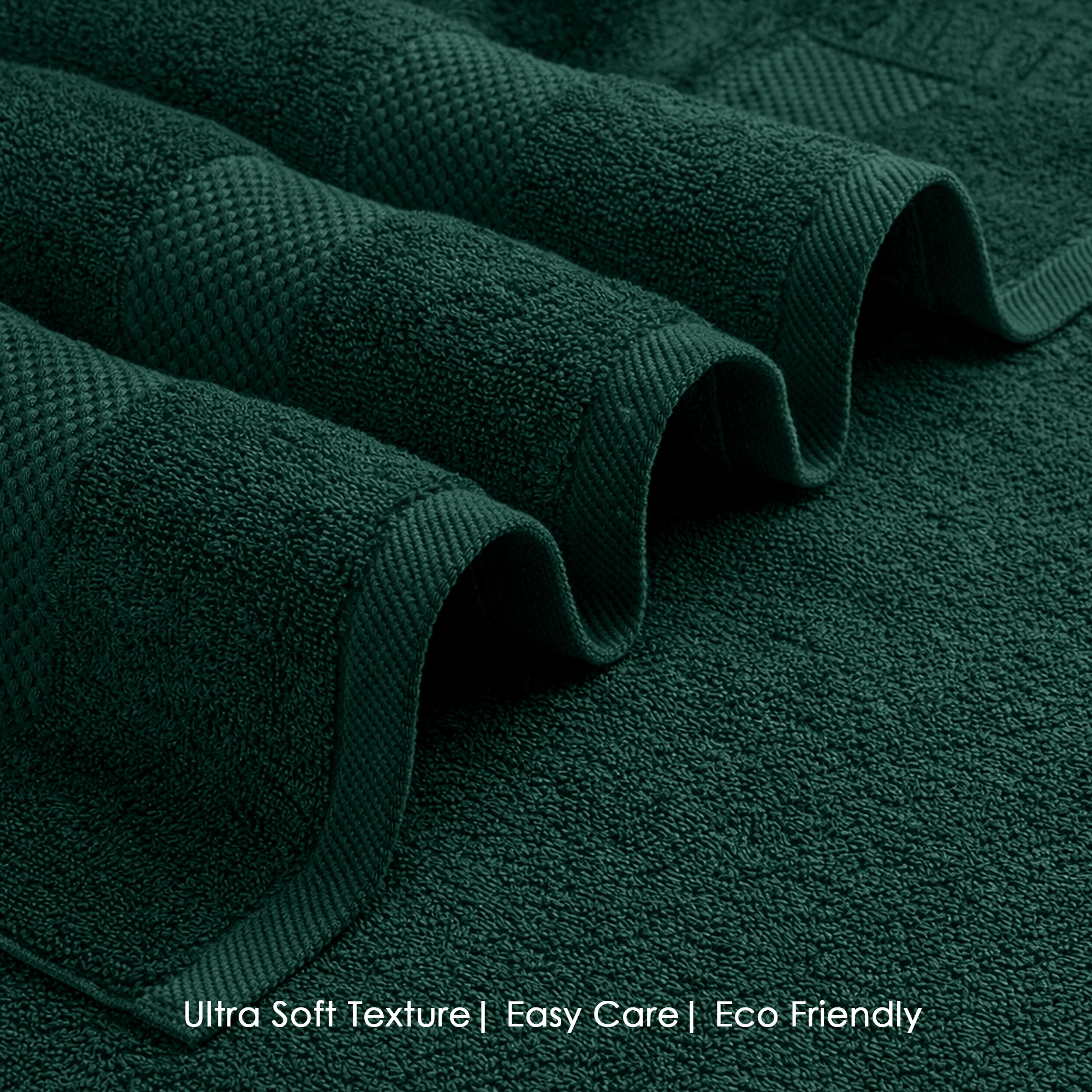 HOUSSE Cotton Bath Towels |Large Size (75 cms x 150 cms) - Quick Absorption &Faster Drying Bath Towel | 450 GSM | 2 Piece Set Bath Towel for Men/Women | Urban Comfort- Evergreen