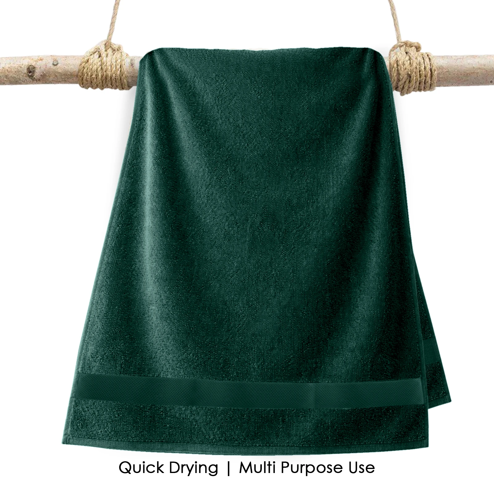 HOUSSE Alvora Cotton Bath Towels |Large Size (75 cms x 150 cms) - Quick Absorption &Faster Drying Bath Towel | 450 GSM | 1 Piece Set Bath Towel for Men/Women | Urban Comfort- Evergreen