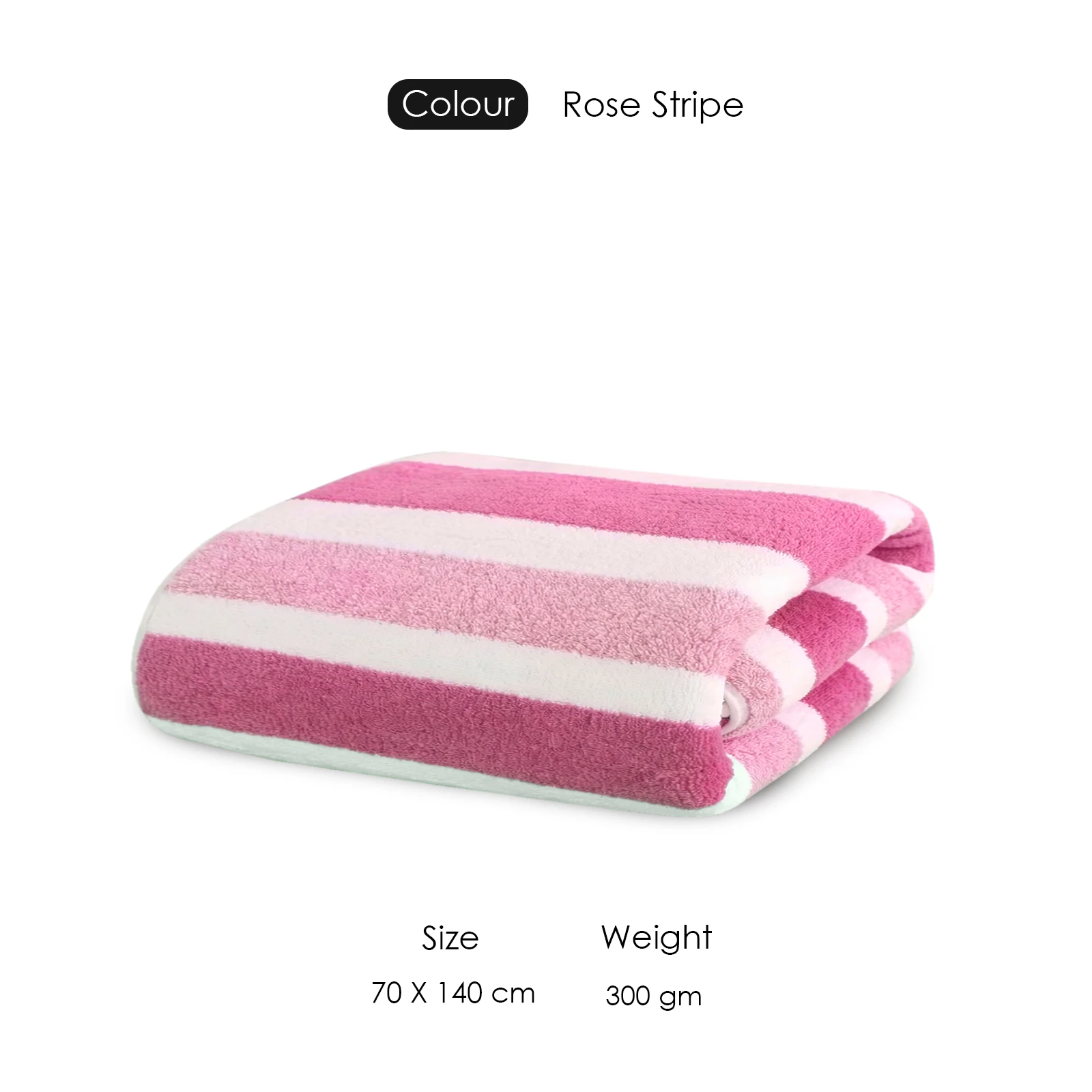 HOUSSE Komfykart Microfiber Bath Towel for Men & Women – 70×140 cm, Super Soft, Quick Dry & Super Absorbent Towel with Hanging Hook, New Stripe Design | Gym, Home & Travel Use – Rose Stripe