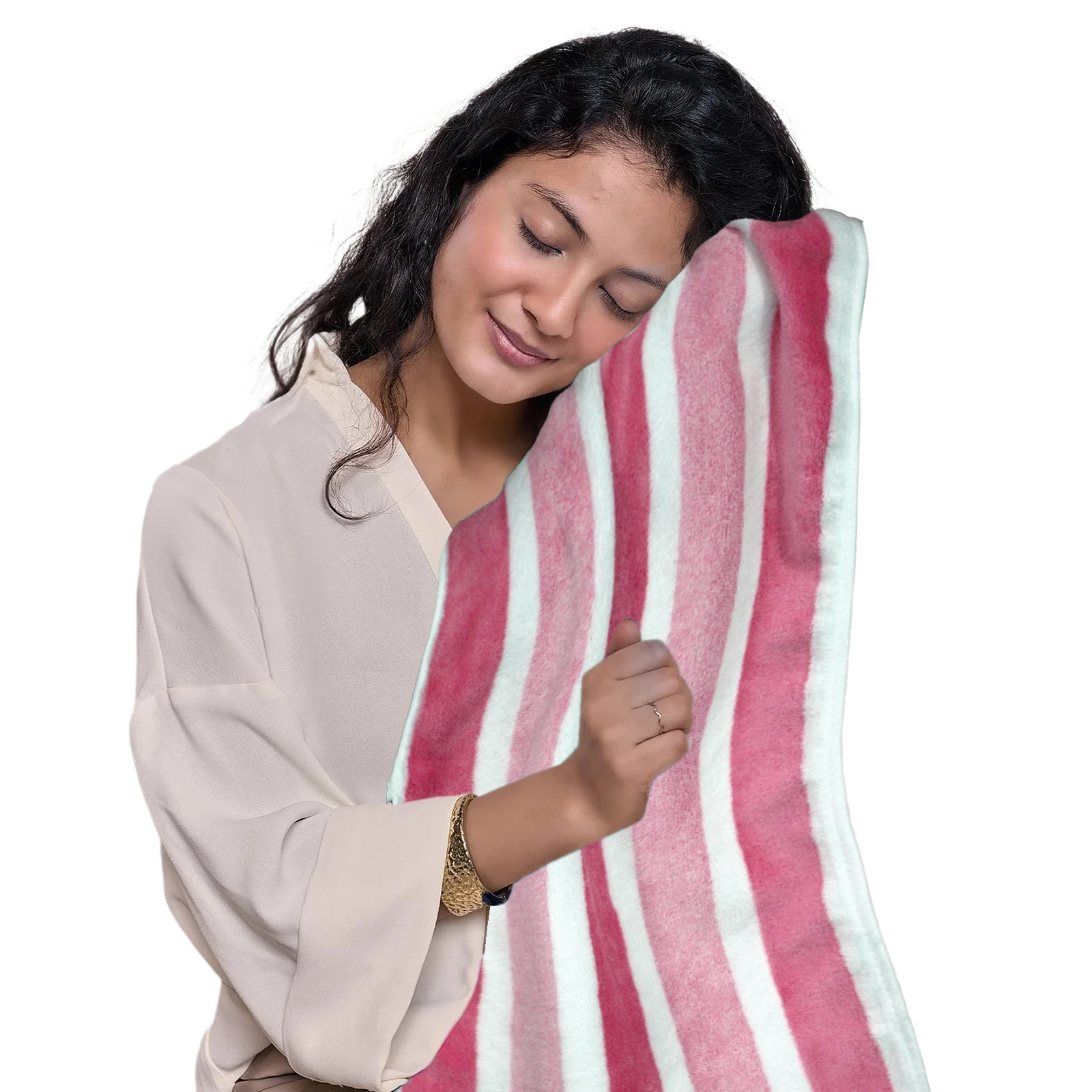 HOUSSE Komfykart Microfiber Bath Towel for Men & Women – 70×140 cm, Super Soft, Quick Dry & Super Absorbent Towel with Hanging Hook, New Stripe Design | Gym, Home & Travel Use – Rose Stripe