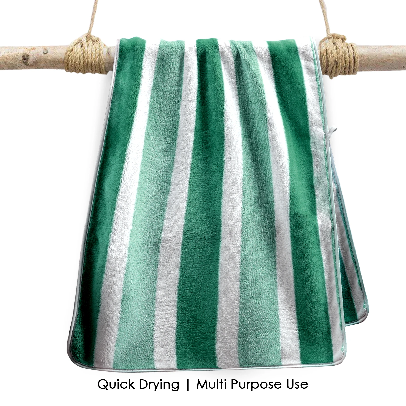 HOUSSE Komfykart Microfiber Bath Towel for Men & Women – 70×140 cm, Super Soft, Quick Dry & Super Absorbent Towel with Hanging Hook, New Stripe Design | Gym, Home & Travel Use – Pastel Green