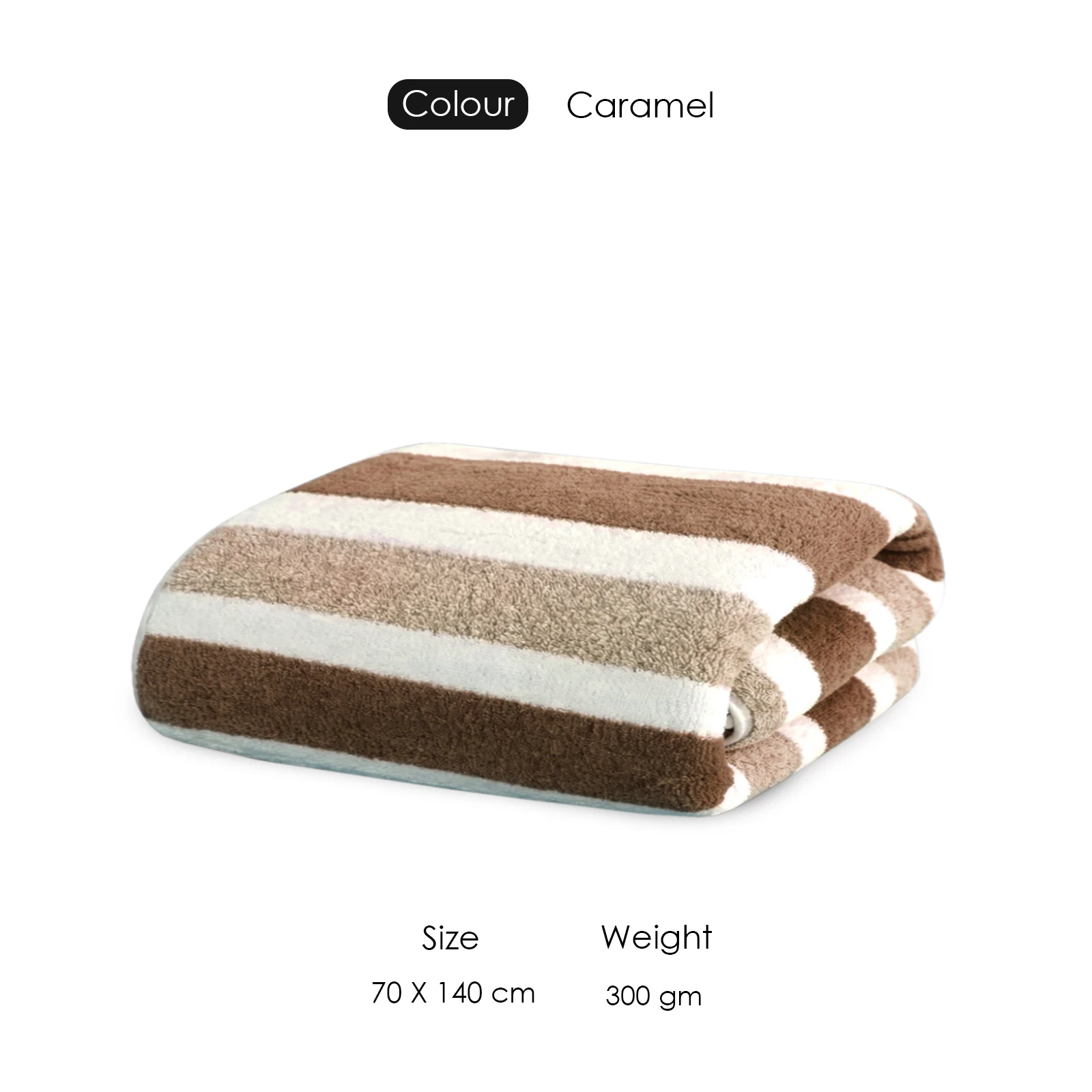 HOUSSE Komfykart Microfiber Bath Towel for Men & Women – 70×140 cm, Super Soft, Quick Dry & Super Absorbent Towel with Hanging Hook, New Stripe Design | Gym, Home & Travel Use – Caramel