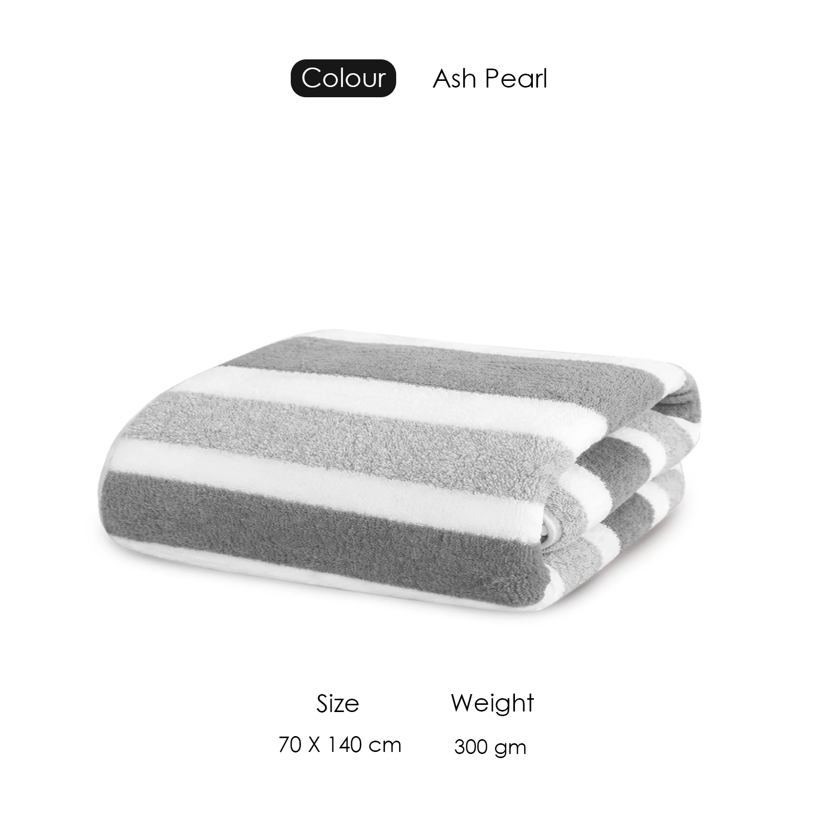 HOUSSE Komfykart Microfiber Bath Towel for Men & Women – 70×140 cm, Super Soft, Quick Dry & Super Absorbent Towel with Hanging Hook, New Stripe Design | Gym, Home & Travel Use – Ash Pearl