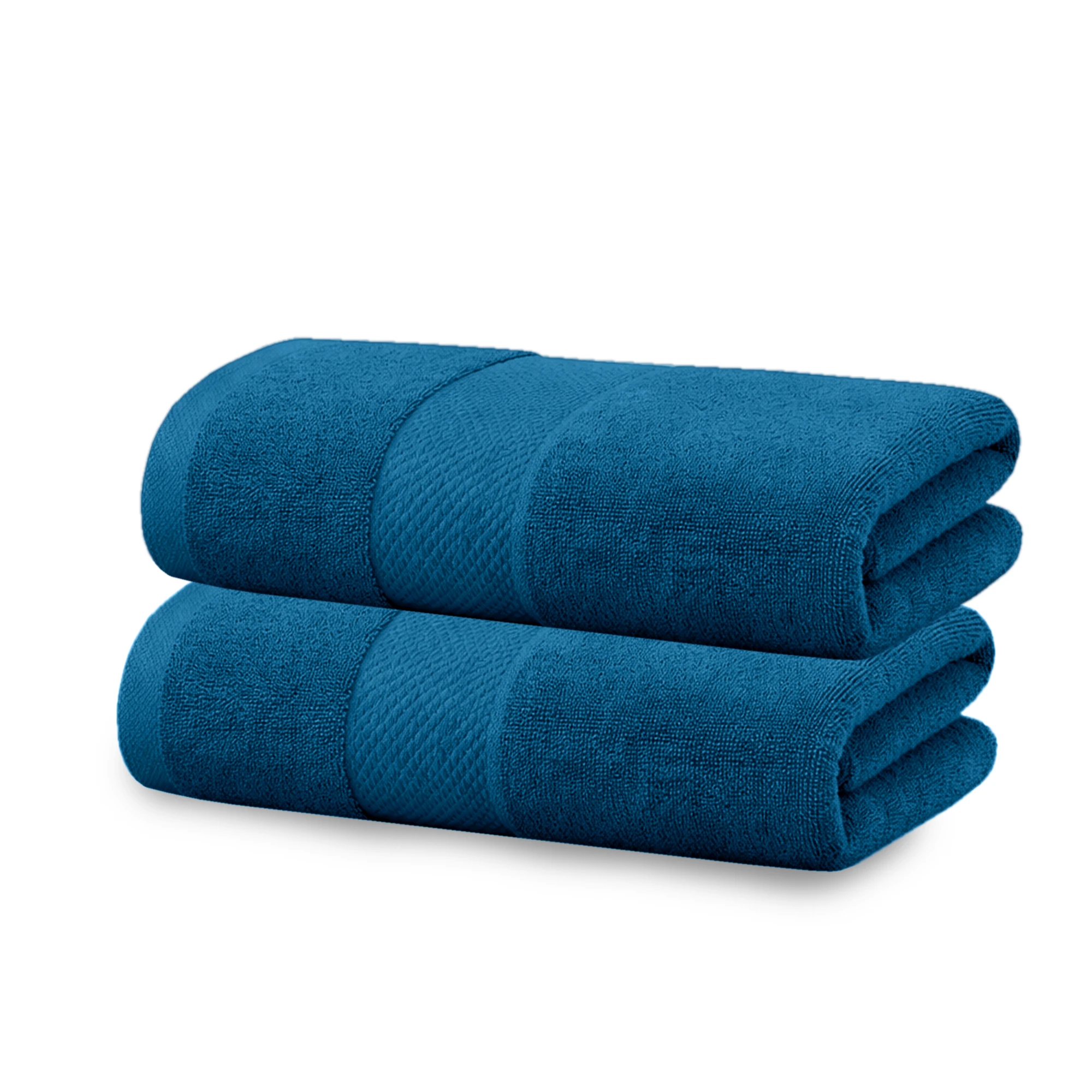 HOUSSE Cotton Bath Towels |Large Size (75 cms x 150 cms) - Quick Absorption &Faster Drying Bath Towel | 450 GSM | 2 Piece Set Bath Towel for Men/Women | Urban Comfort- Denim Blue