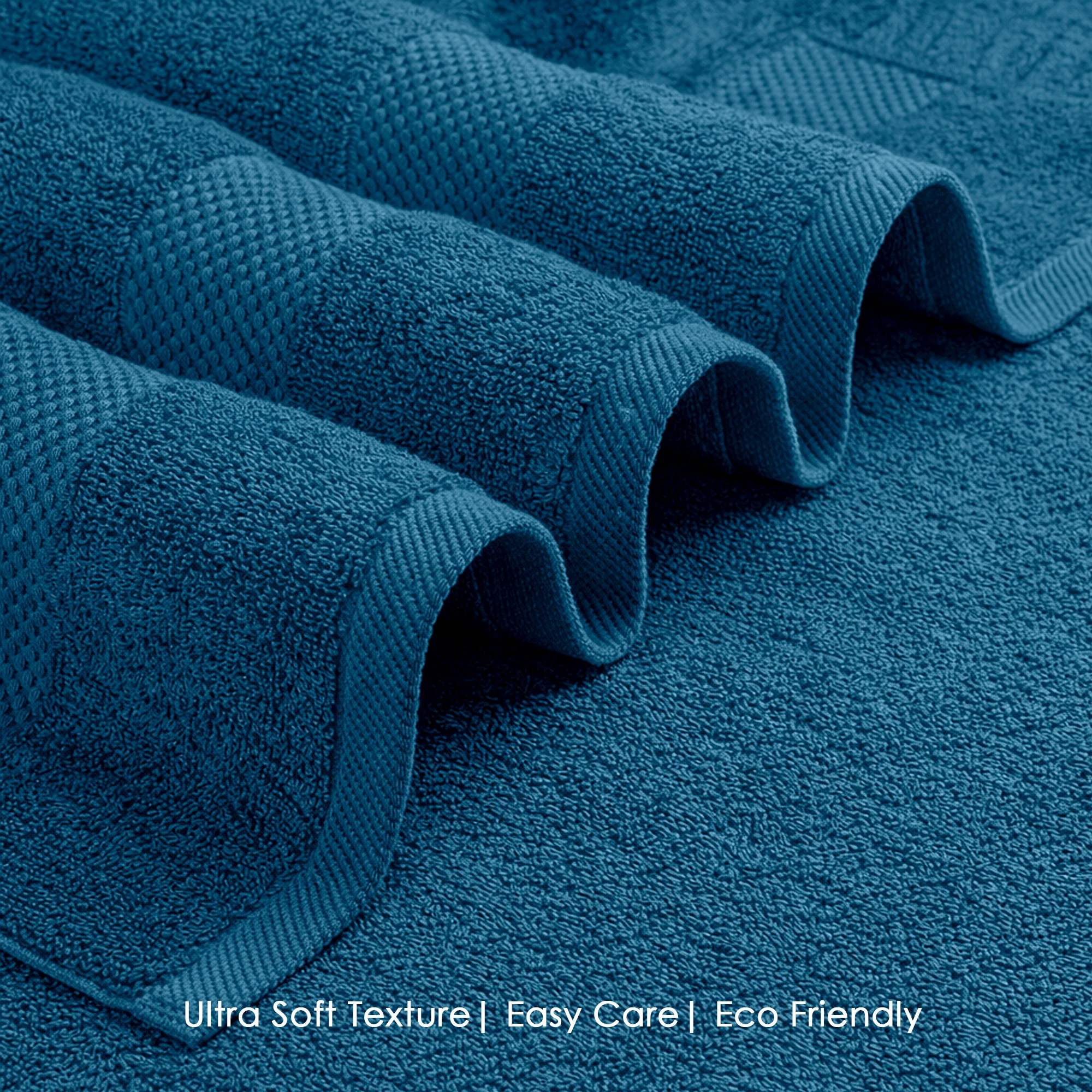 HOUSSE Cotton Bath Towels |Large Size (75 cms x 150 cms) - Quick Absorption &Faster Drying Bath Towel | 450 GSM | 2 Piece Set Bath Towel for Men/Women | Urban Comfort- Denim Blue