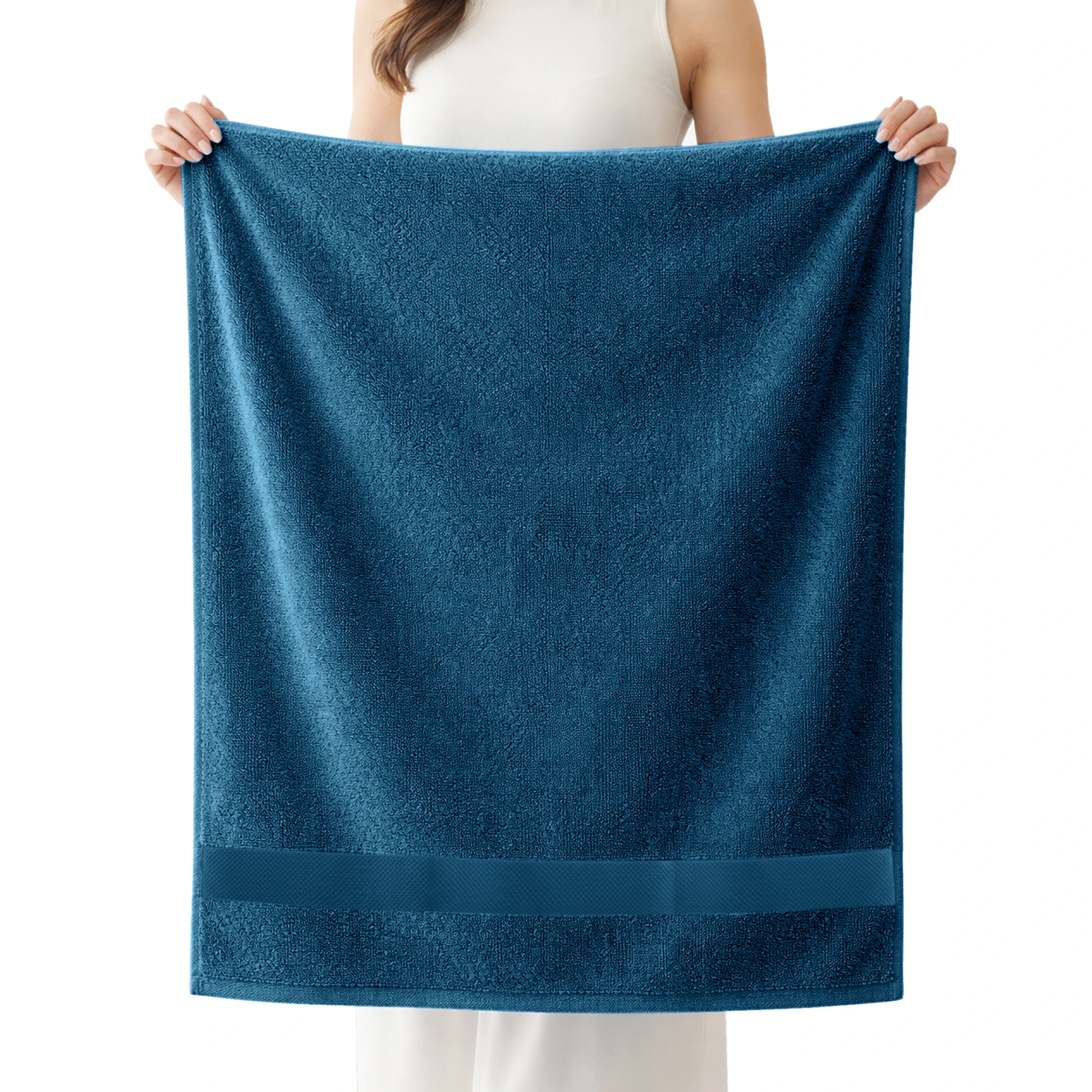 HOUSSE Alvora Cotton Bath Towels |Large Size (75 cms x 150 cms) - Quick Absorption &Faster Drying Bath Towel | 450 GSM | 1 Piece Set Bath Towel for Men/Women | Urban Comfort- Denim Blue