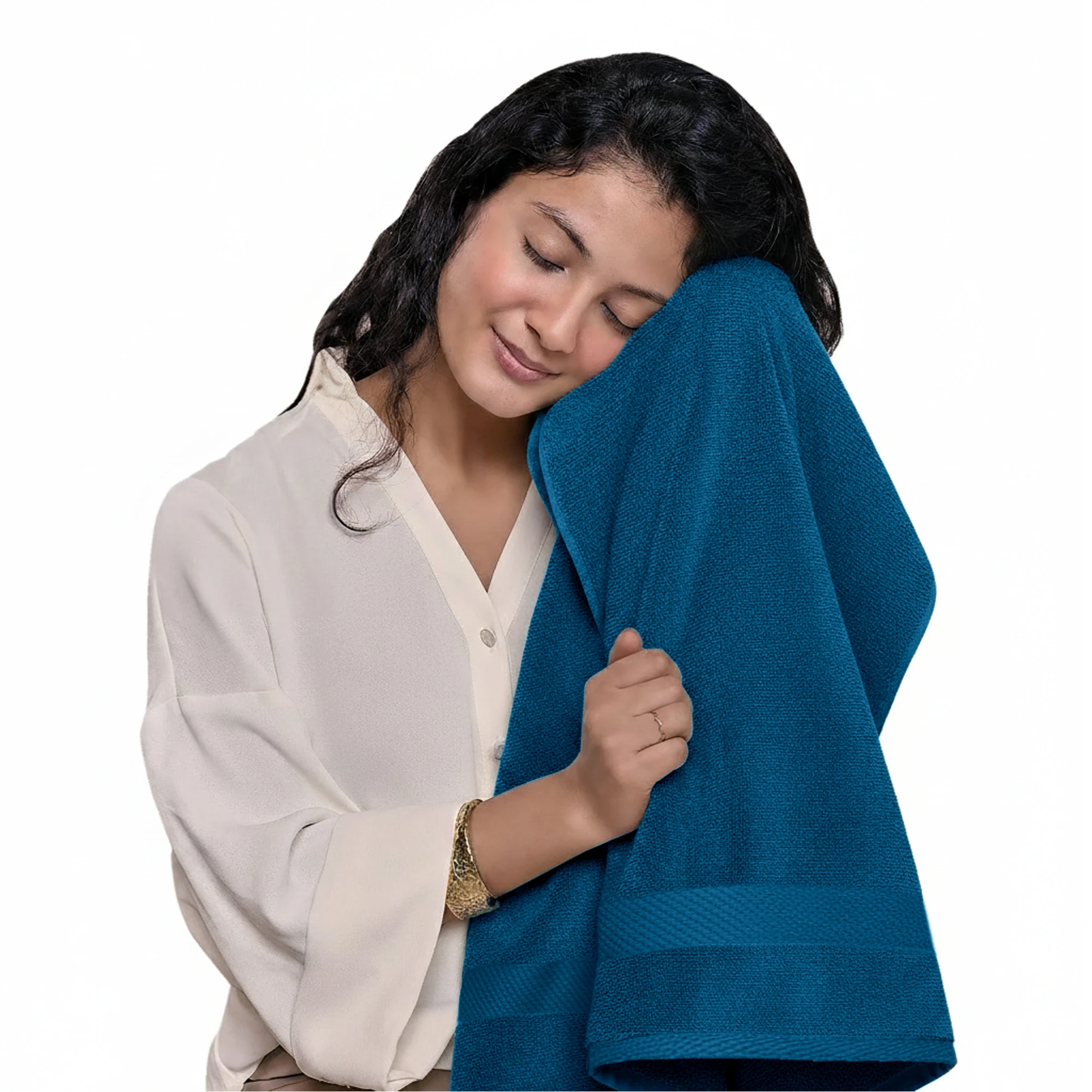 HOUSSE Alvora Cotton Bath Towels |Large Size (75 cms x 150 cms) - Quick Absorption &Faster Drying Bath Towel | 450 GSM | 1 Piece Set Bath Towel for Men/Women | Urban Comfort- Denim Blue