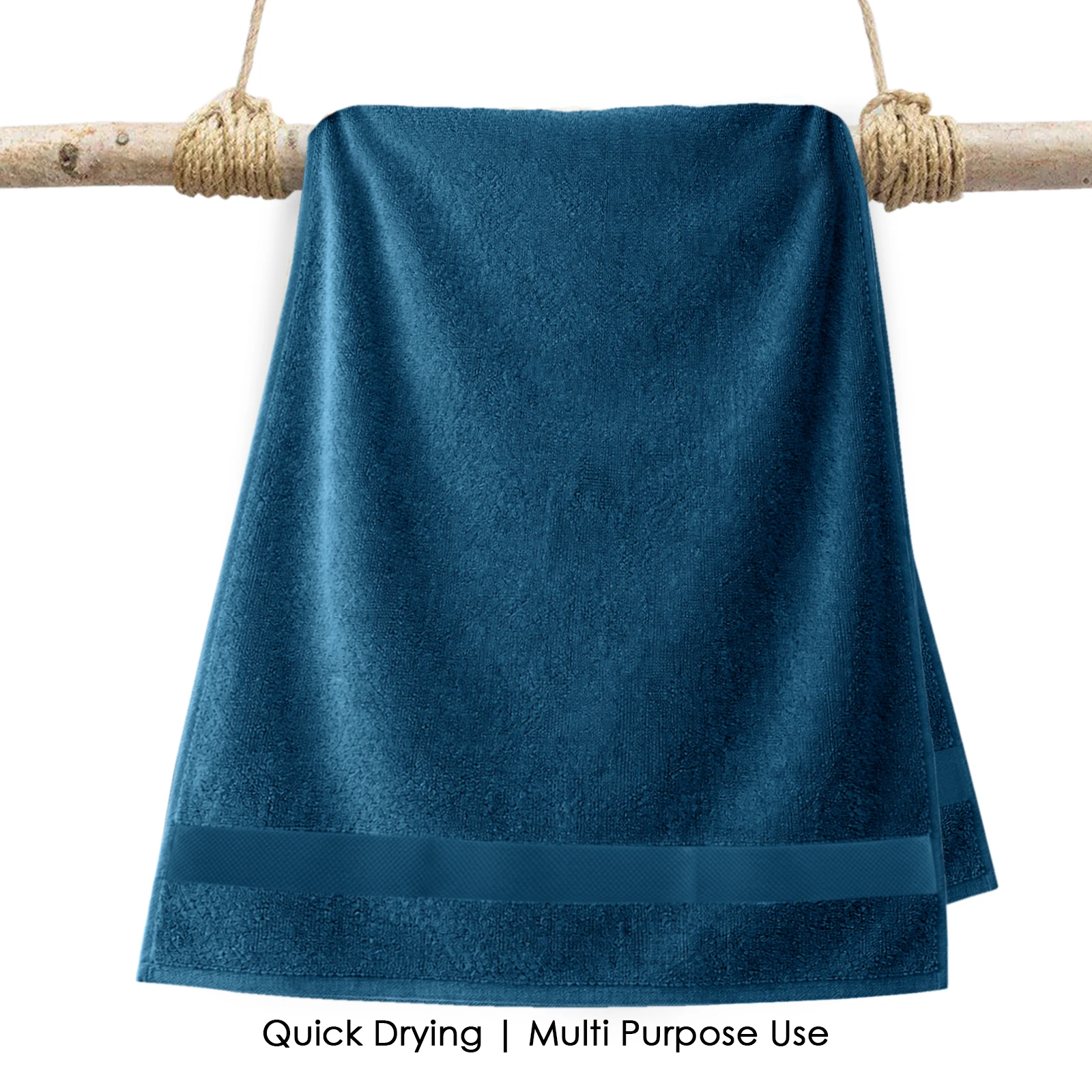 HOUSSE Alvora Cotton Bath Towels |Large Size (75 cms x 150 cms) - Quick Absorption &Faster Drying Bath Towel | 450 GSM | 1 Piece Set Bath Towel for Men/Women | Urban Comfort- Denim Blue