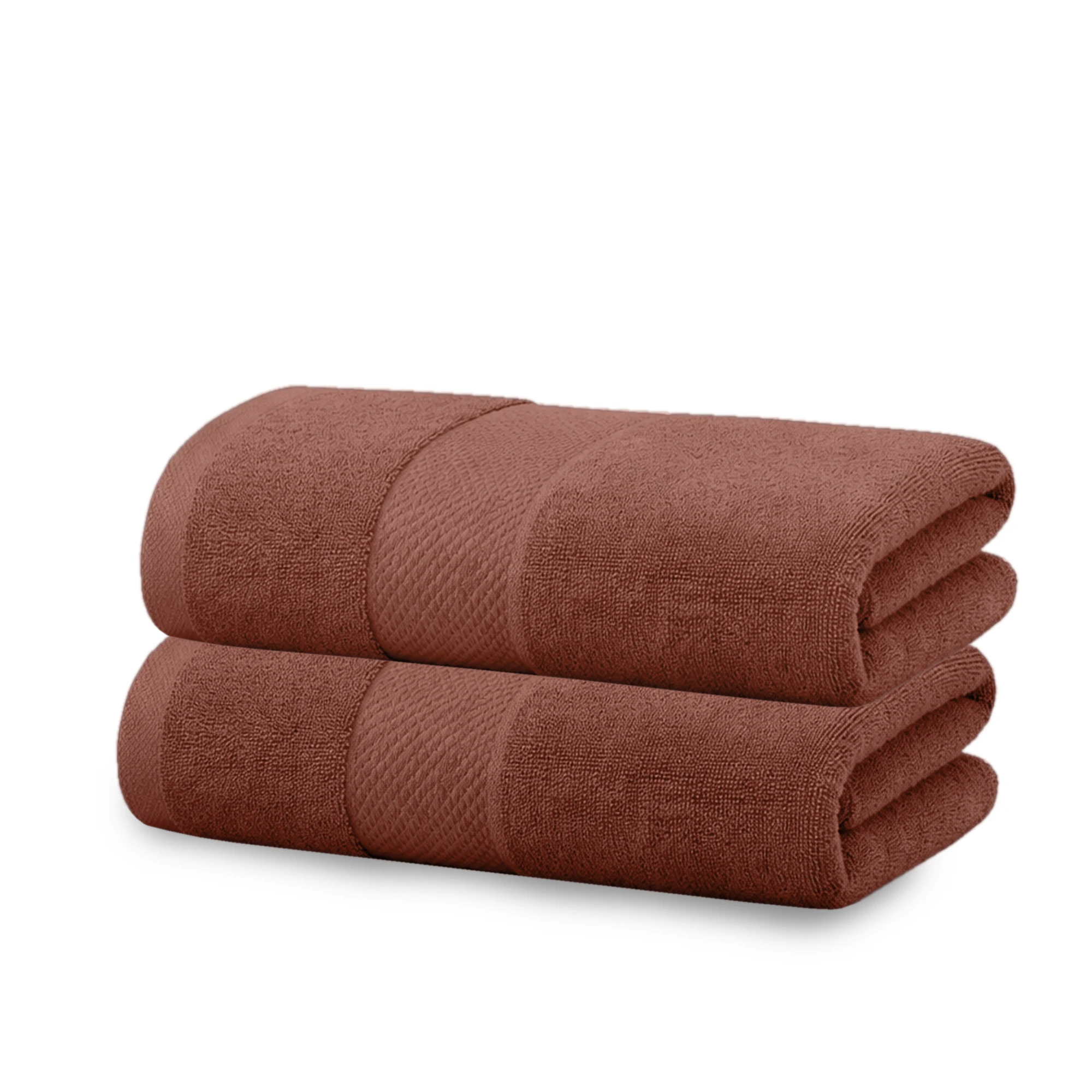 HOUSSE Cotton Bath Towels |Large Size (75 cms x 150 cms) - Quick Absorption &Faster Drying Bath Towel | 450 GSM | 2 Piece Set Bath Towel for Men/Women | Urban Comfort- Clay Cocoa