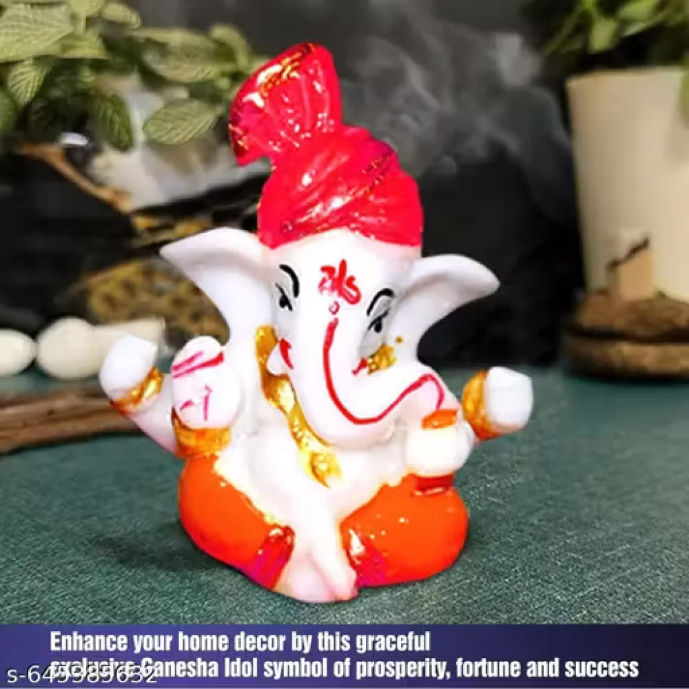 Handcrafted Ganeshji Idol with Pagri – Decorative Lord Ganesha Statue for Home & Pooja