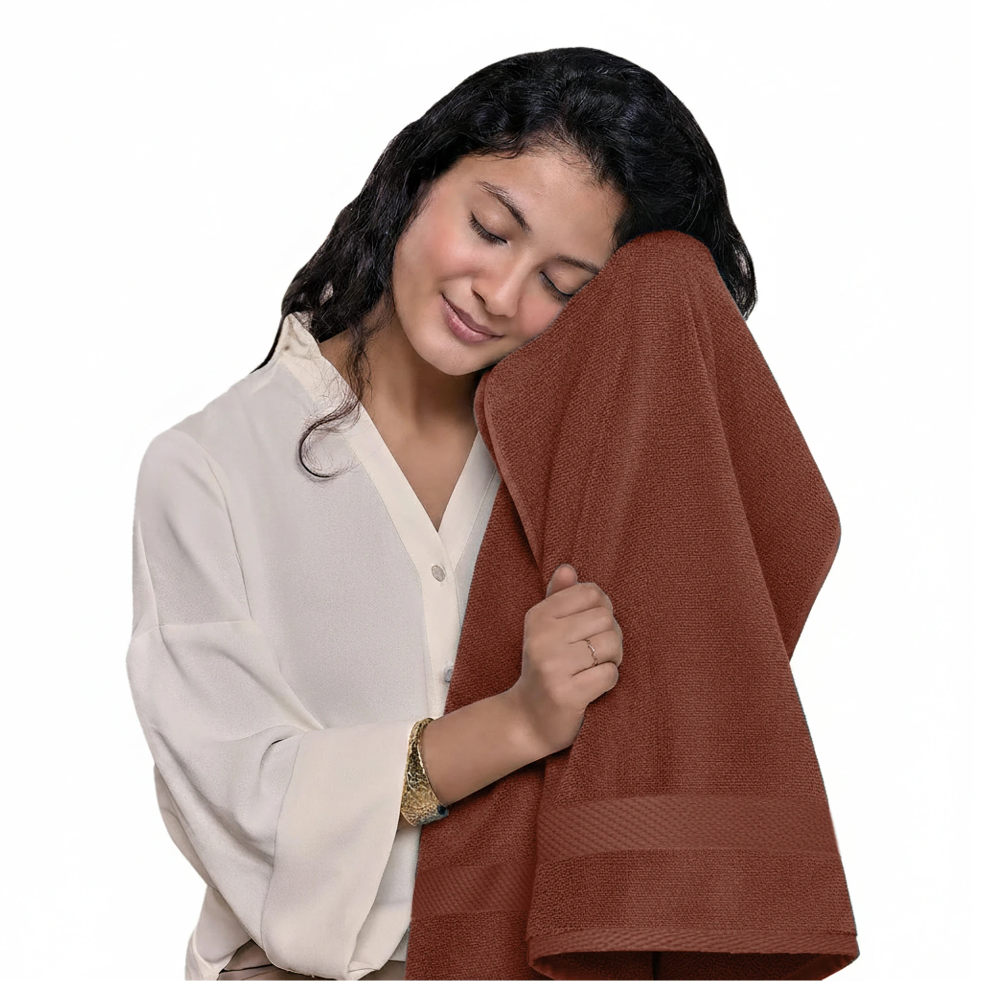 HOUSSE Alvora Cotton Bath Towels |Large Size (75 cms x 150 cms) - Quick Absorption &Faster Drying Bath Towel | 450 GSM | 1 Piece Set Bath Towel for Men/Women | Urban Comfort- Clay Cocoa