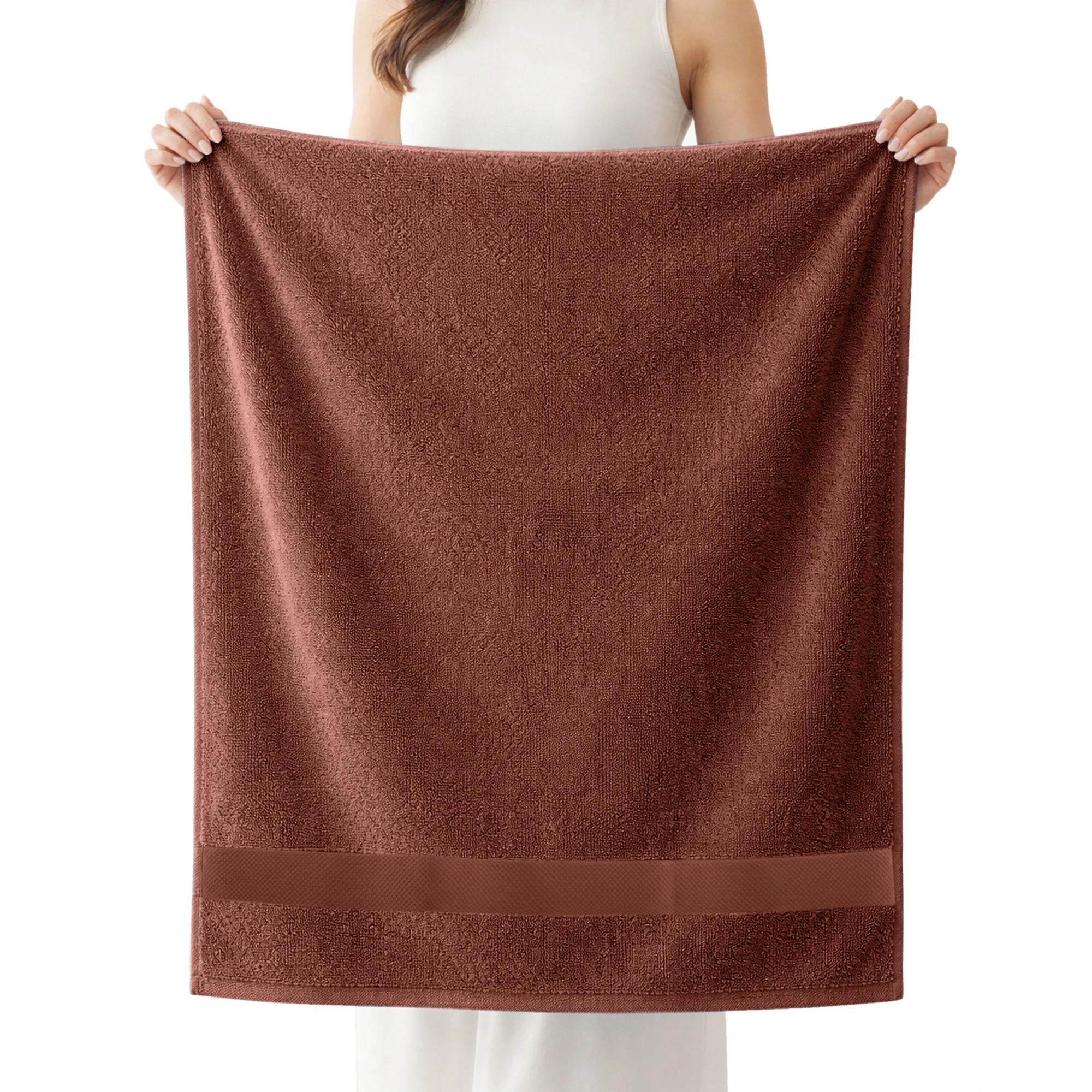 HOUSSE Alvora Cotton Bath Towels |Large Size (75 cms x 150 cms) - Quick Absorption &Faster Drying Bath Towel | 450 GSM | 1 Piece Set Bath Towel for Men/Women | Urban Comfort- Clay Cocoa