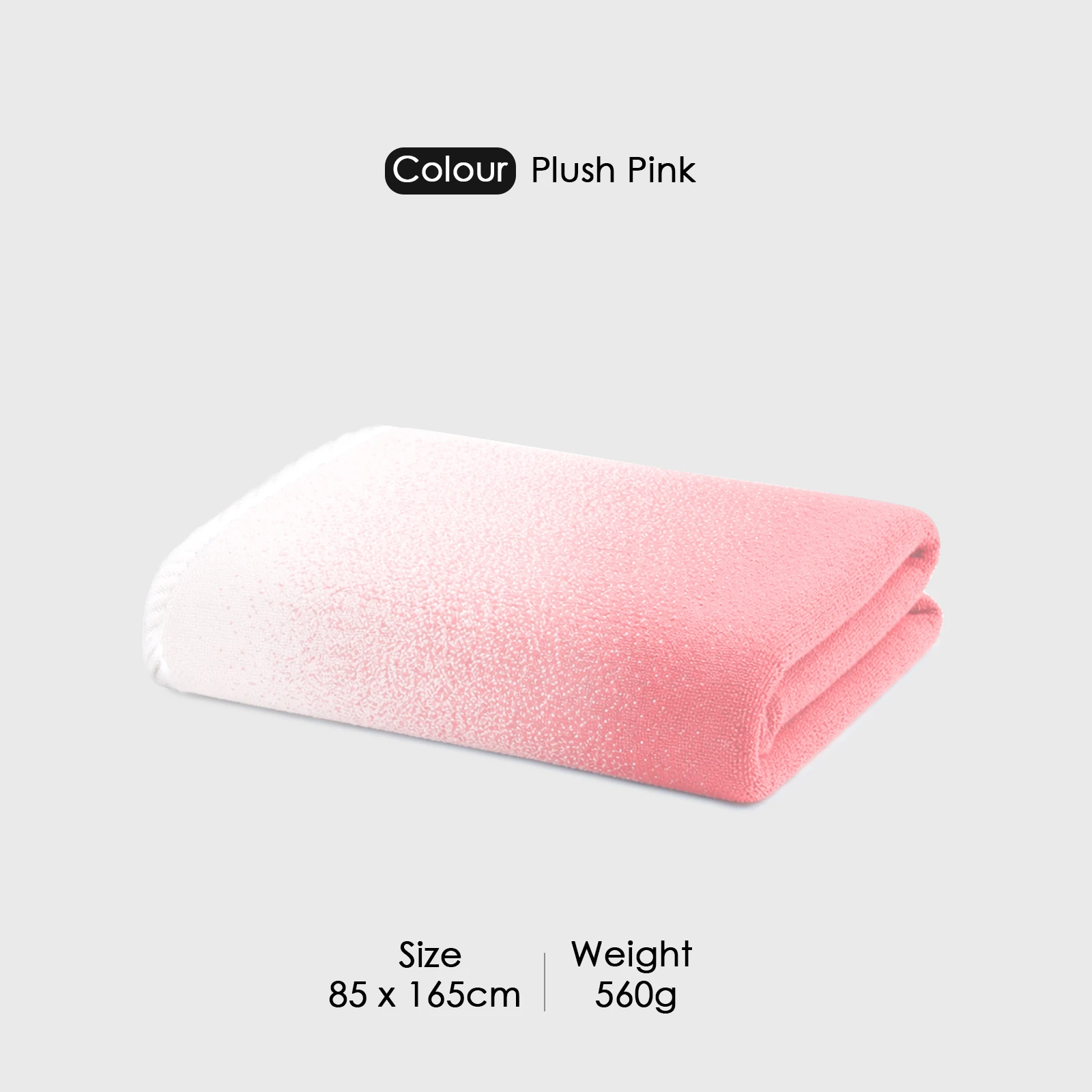 HOUSSE Ombre Microfiber Bath Towel – Extra Large Size 85×165 cm, Super Soft & Quick Dry, Super Absorbent Bathing Towel with 3 Buttons & Hanging Hook | Suitable for Gym, Home & Everyday Use-Plush Pink