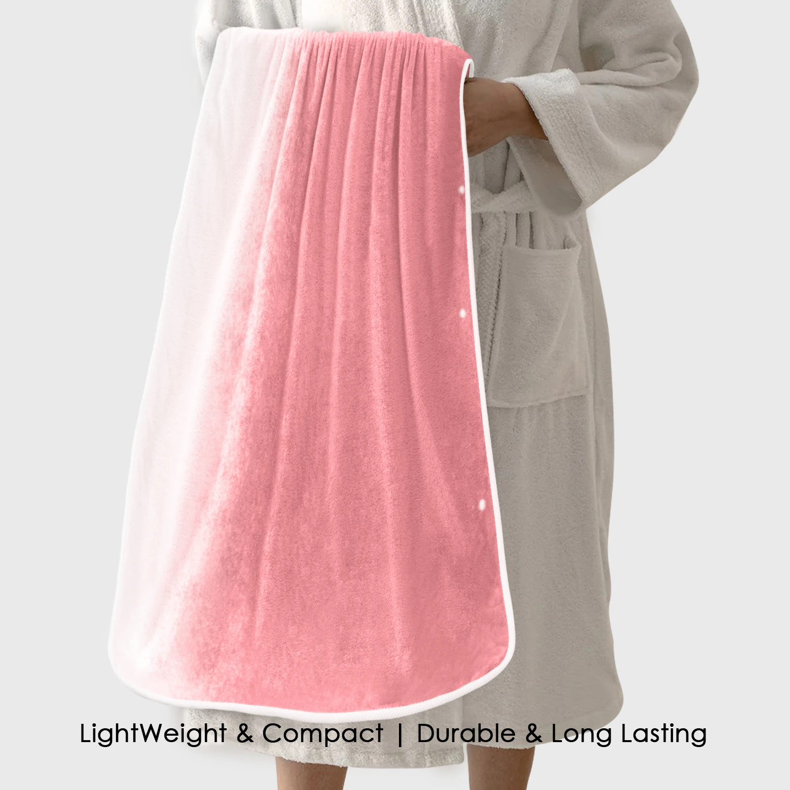 HOUSSE Ombre Microfiber Bath Towel – Extra Large Size 85×165 cm, Super Soft & Quick Dry, Super Absorbent Bathing Towel with 3 Buttons & Hanging Hook | Suitable for Gym, Home & Everyday Use-Plush Pink