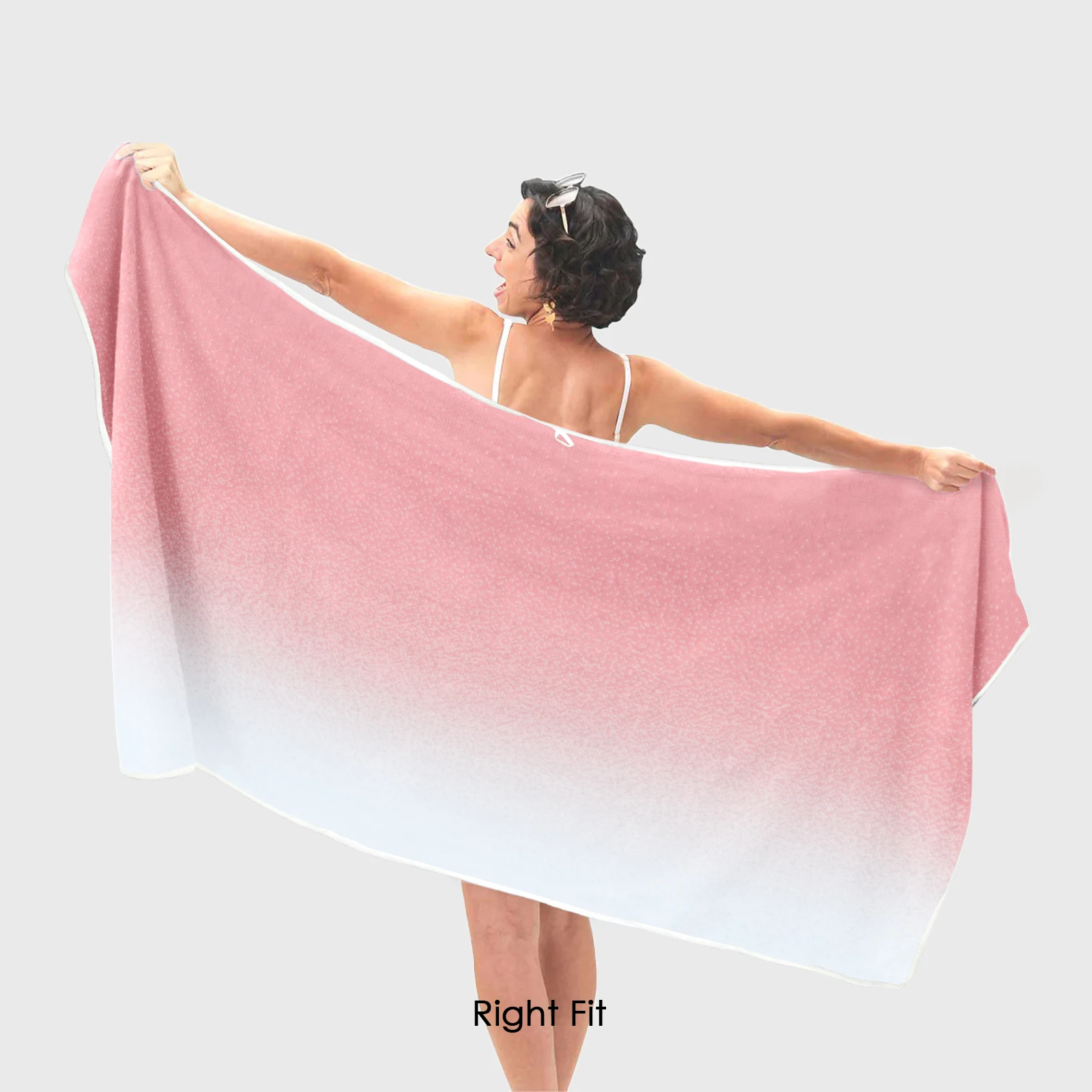 HOUSSE Ombre Microfiber Bath Towel – Extra Large Size 85×165 cm, Super Soft & Quick Dry, Super Absorbent Bathing Towel with 3 Buttons & Hanging Hook | Suitable for Gym, Home & Everyday Use-Plush Pink
